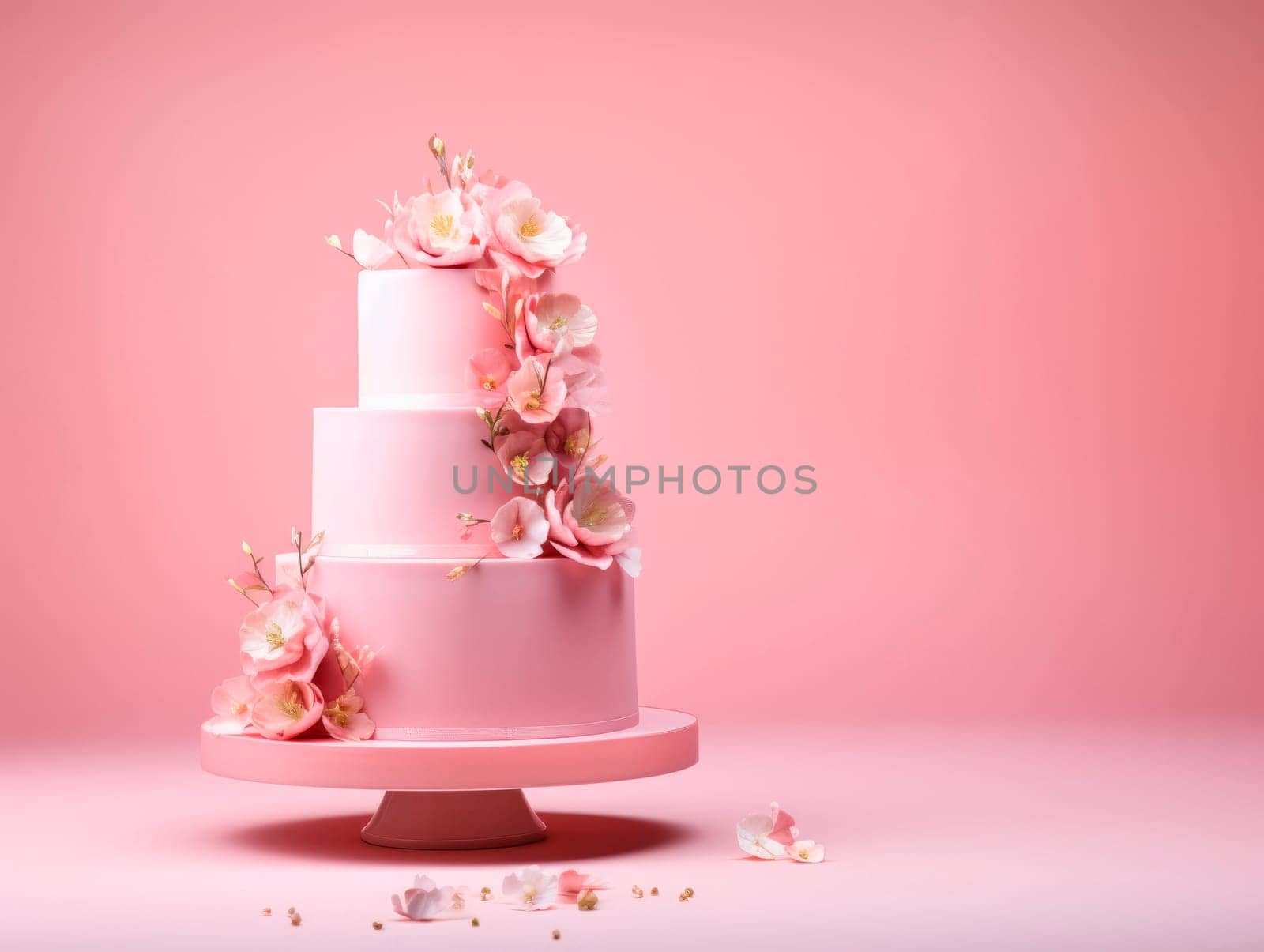 Beautiful multi-tiered cake decorated with flowers. by Spirina