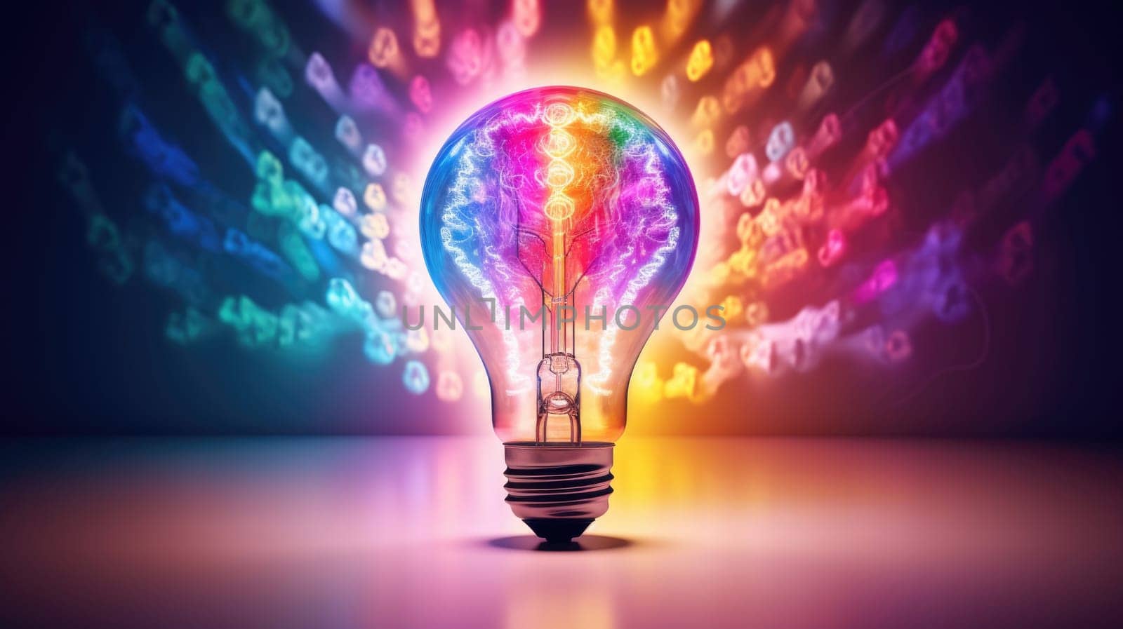 Lamp designed as a colorful bulb ultra realistic illustration - Generative AI. by simakovavector