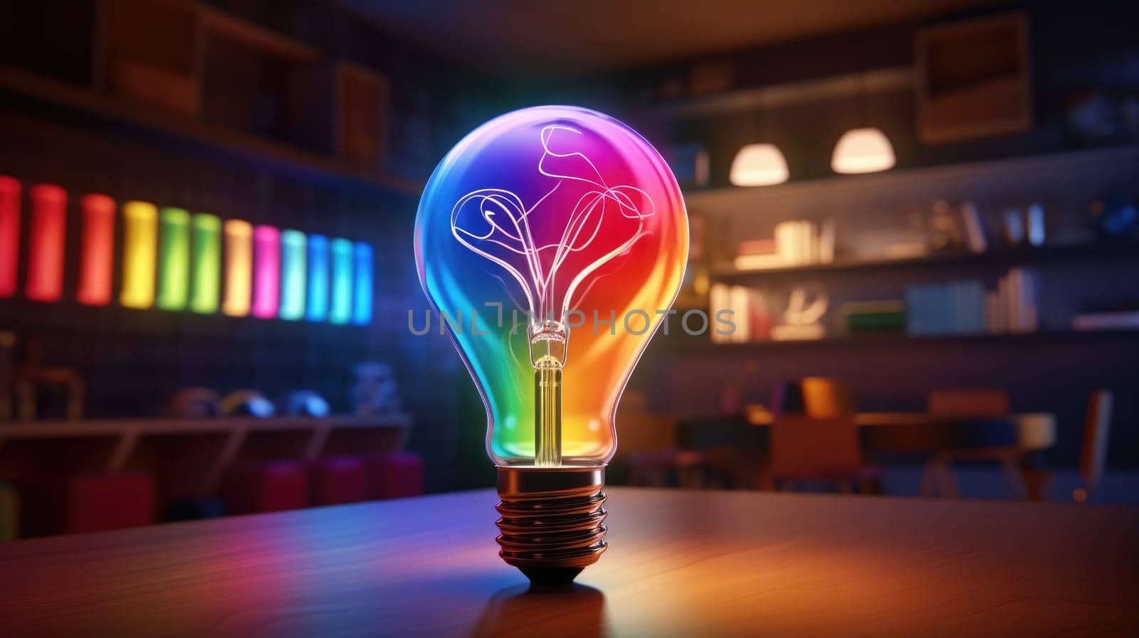 Lamp designed as a colorful bulb ultra realistic illustration - Generative AI. by simakovavector