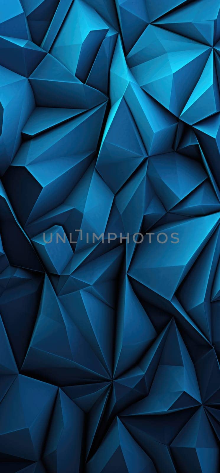 Explore the depth of abstract wallpaper bold graphic illustration - Generative AI. Cubic, wallpaper, blue, polygon.