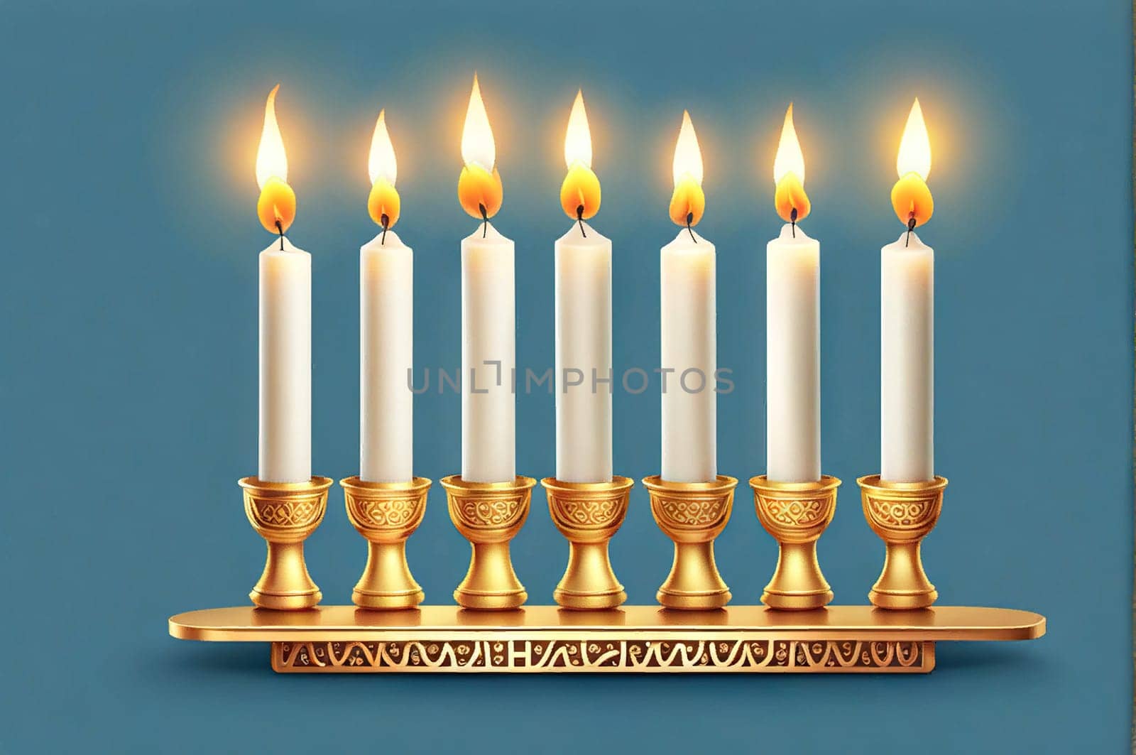 Happy Hanukkah card with beautiful and creative symbols on colorful holiday by EkaterinaPereslavtseva