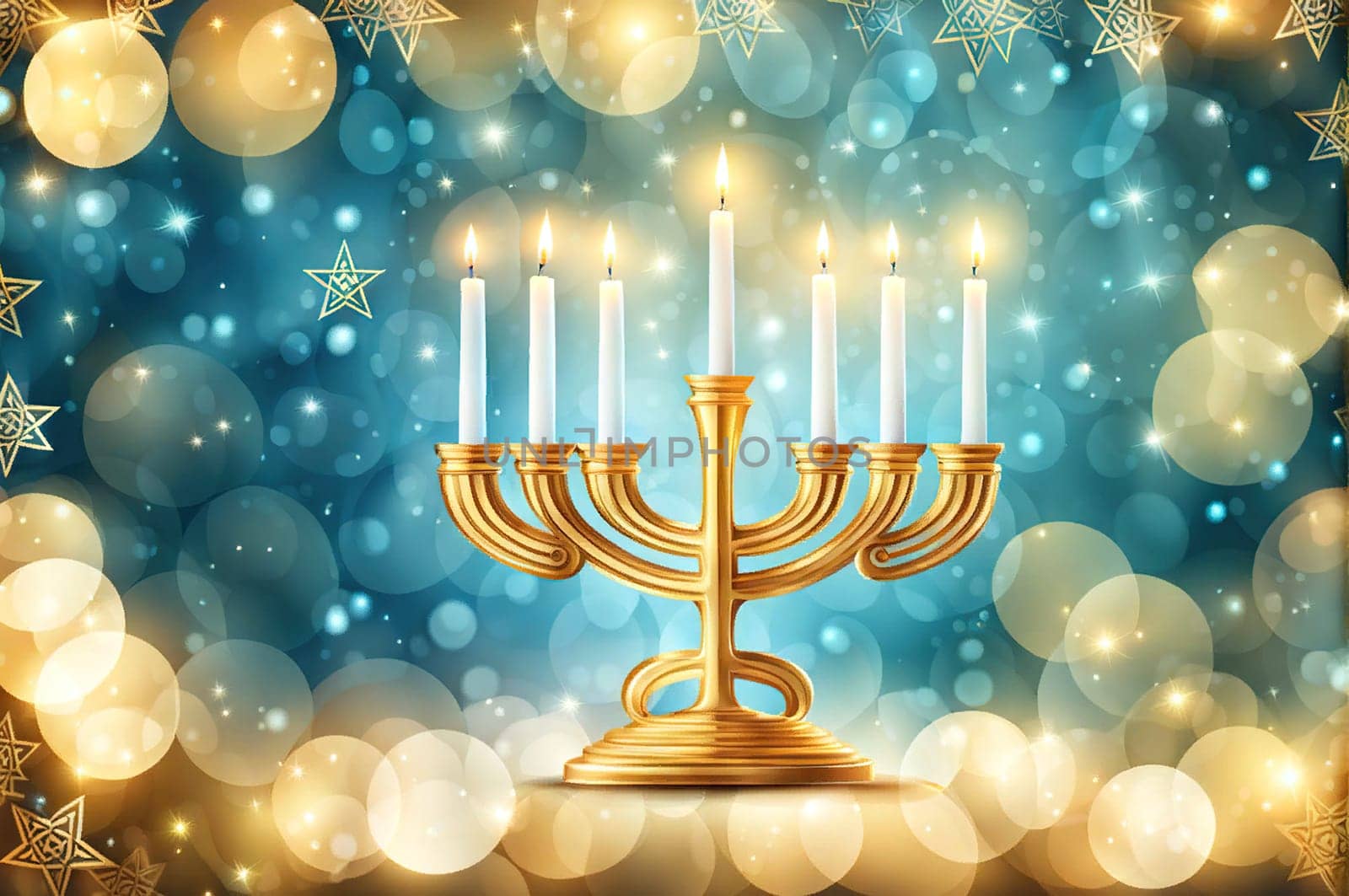 Happy Hanukkah card with beautiful and creative symbols on colorful holiday background for Jewish holiday Hanukkah