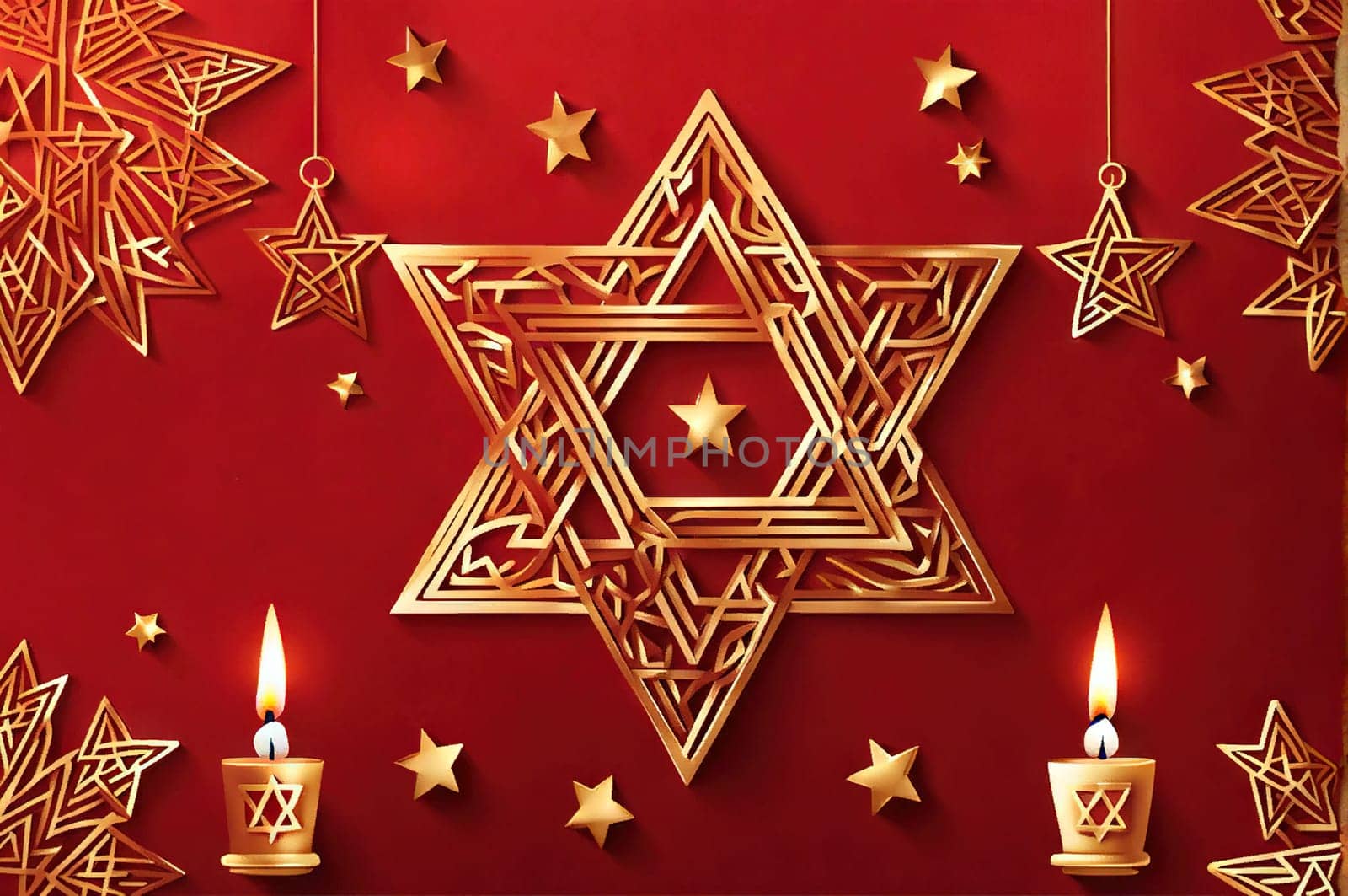 Happy Hanukkah card with beautiful and creative symbols on colorful holiday background for Jewish holiday Hanukkah