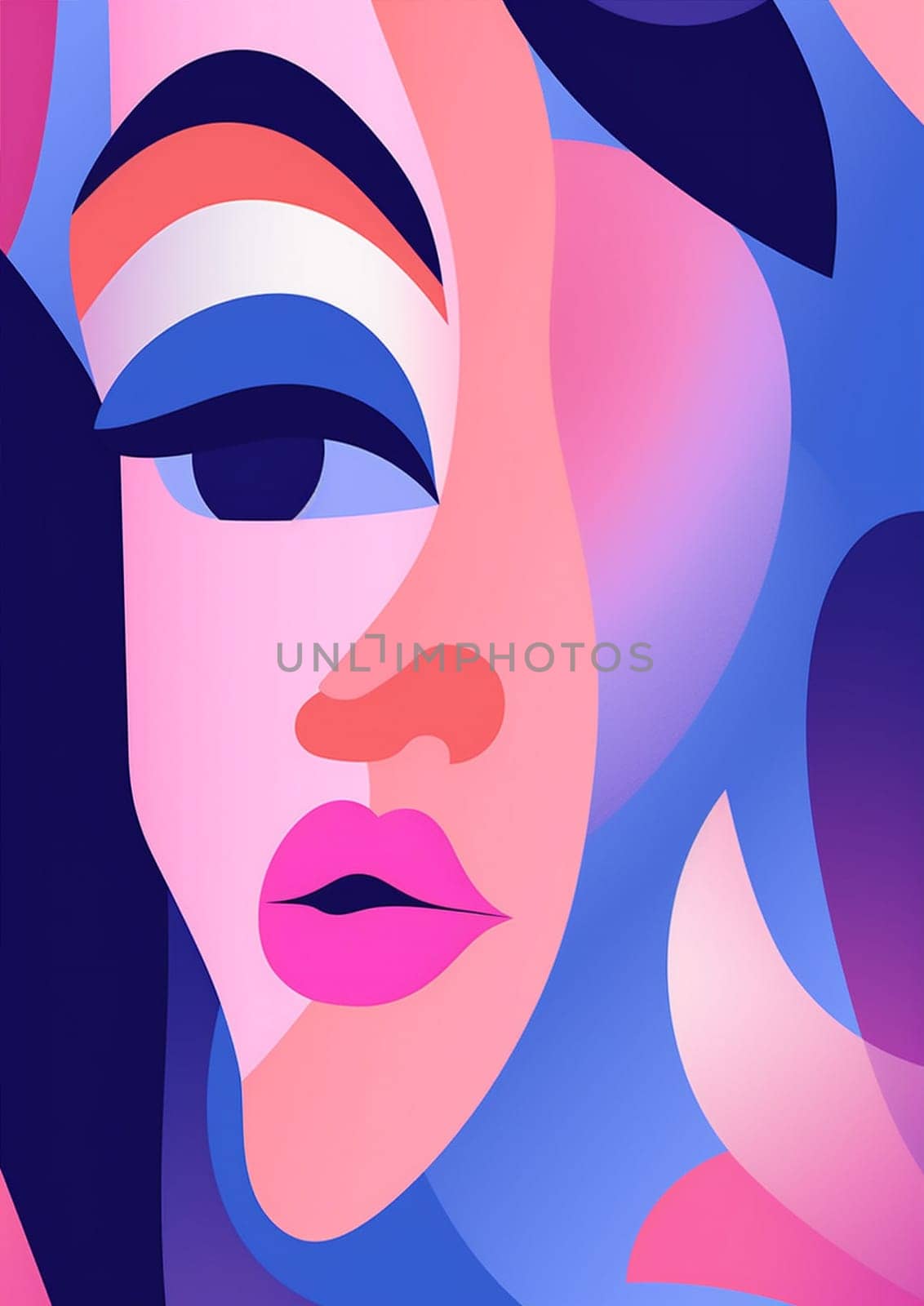 woman fashion portrait abstract poster graphic modern face cubist print cubism. Generative AI. by Vichizh