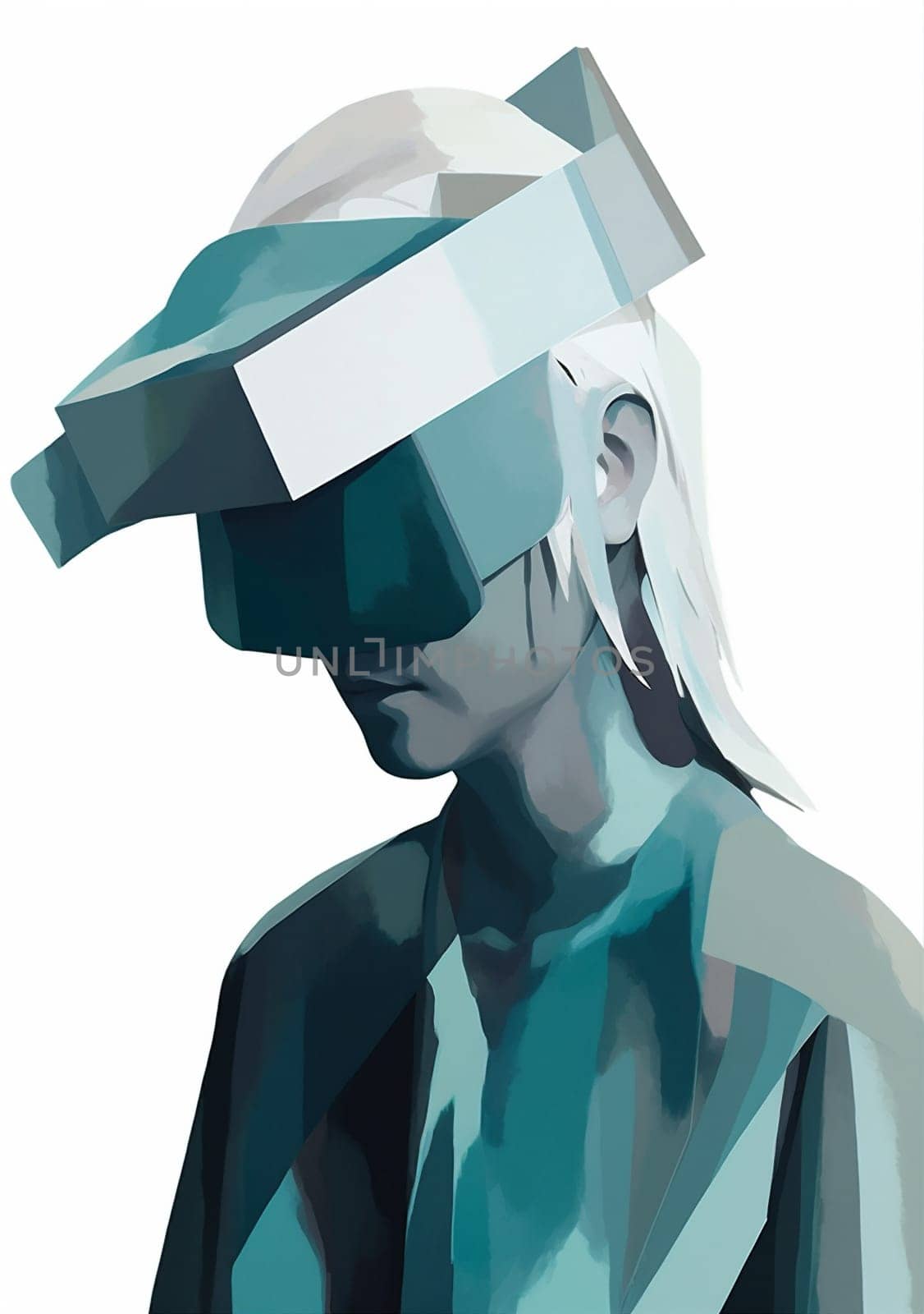 man cyber innovation vr gadget glasses goggles headset futuristic technology digital. Generative AI. by Vichizh