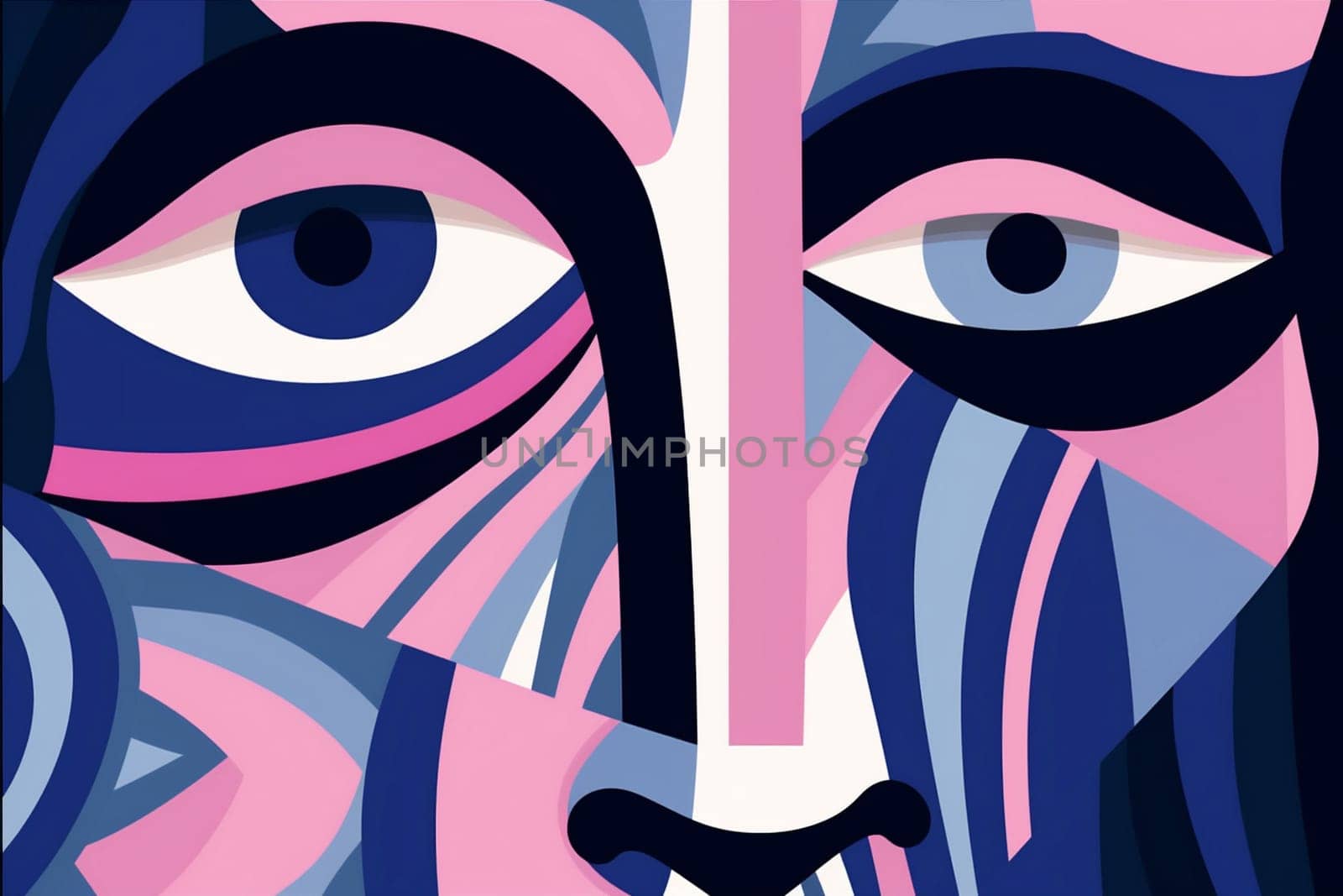 graphic woman fashion cubist poster cubism portrait modern face abstract white. Generative AI. by Vichizh