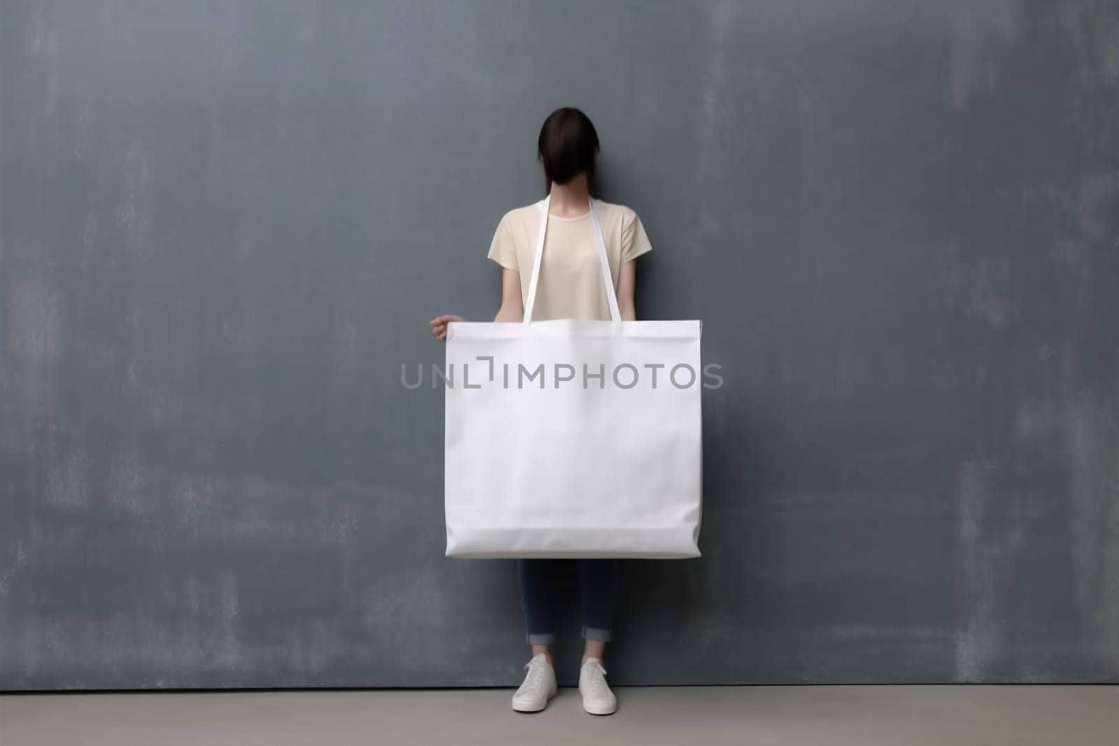 bag woman shop white buy market purchase layout fashion shopping template. Generative AI. by Vichizh