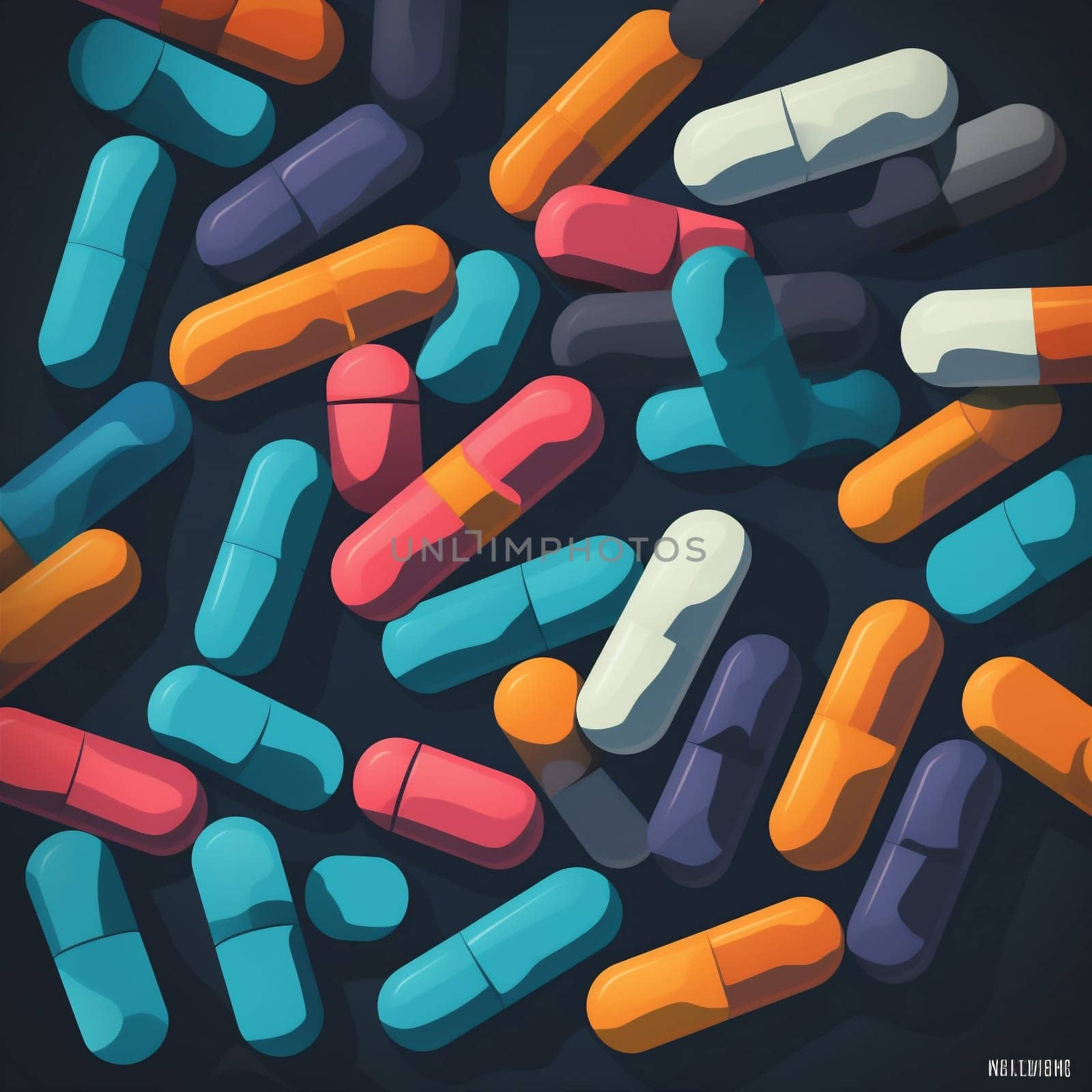 capsule medicine illustration medication pill pharmaceutical tablet drug medical pharmacy. Generative AI. by Vichizh