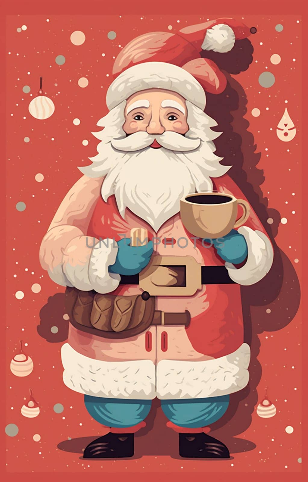 holiday man cute tea santa male christmas mug claus merry home. Generative AI. by Vichizh
