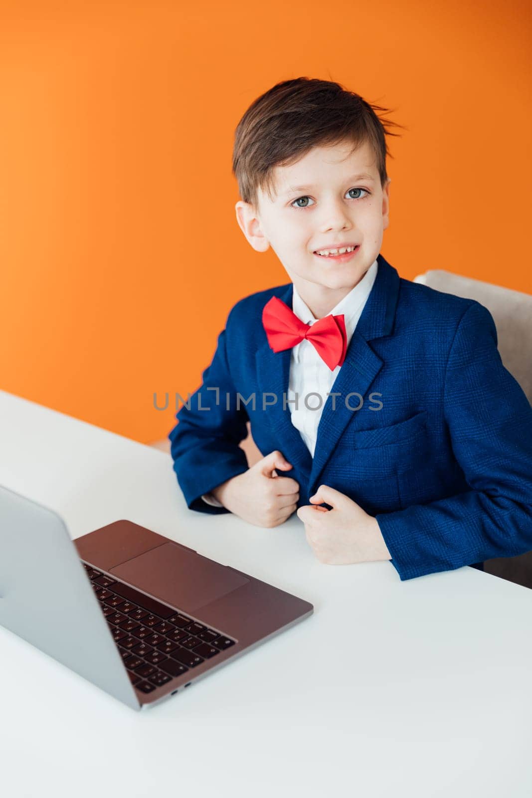 online education communication boy in class at laptop