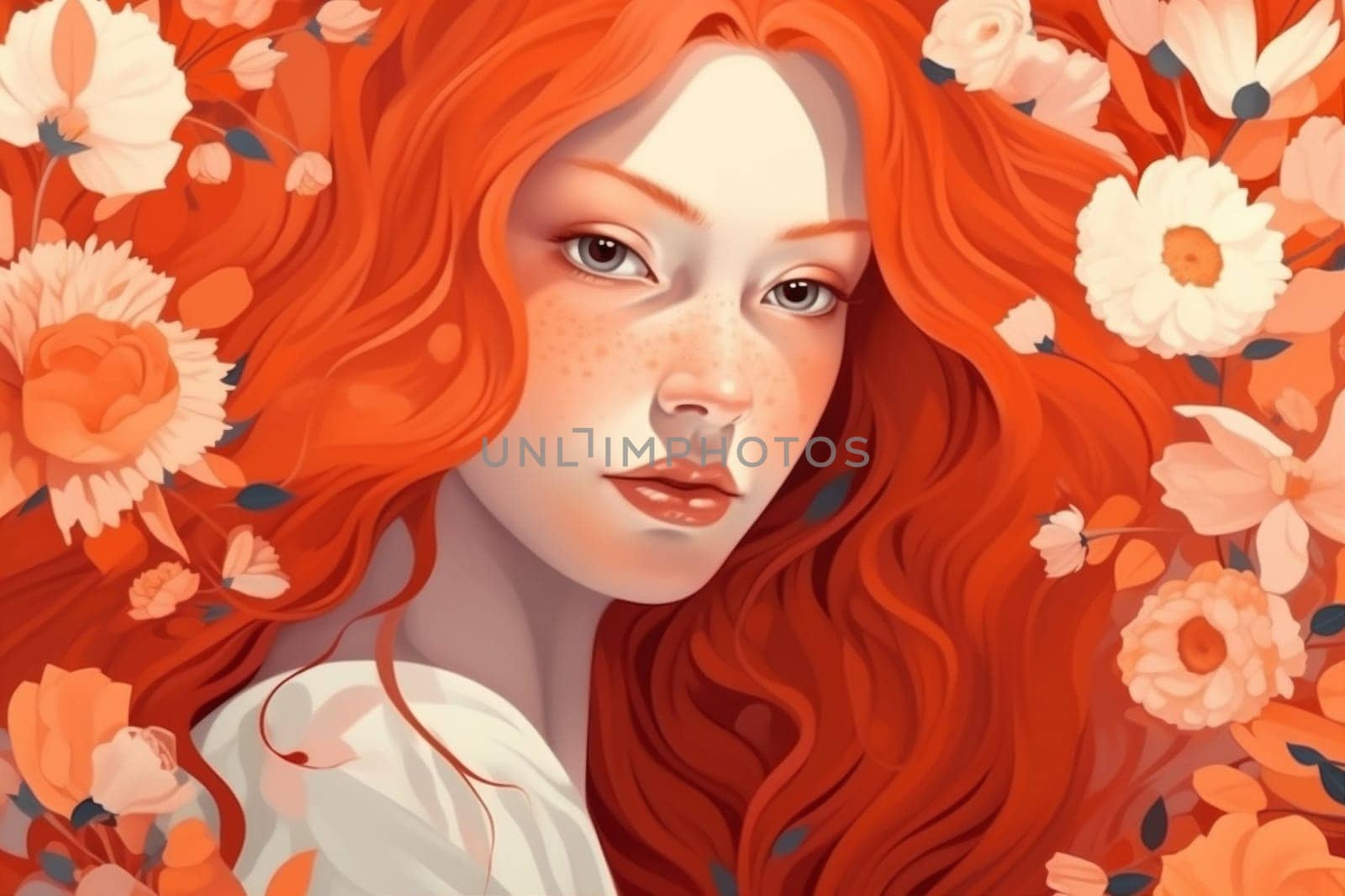 woman face girl colourful beauty tender flower trend portrait pastel vogue. Generative AI. by Vichizh
