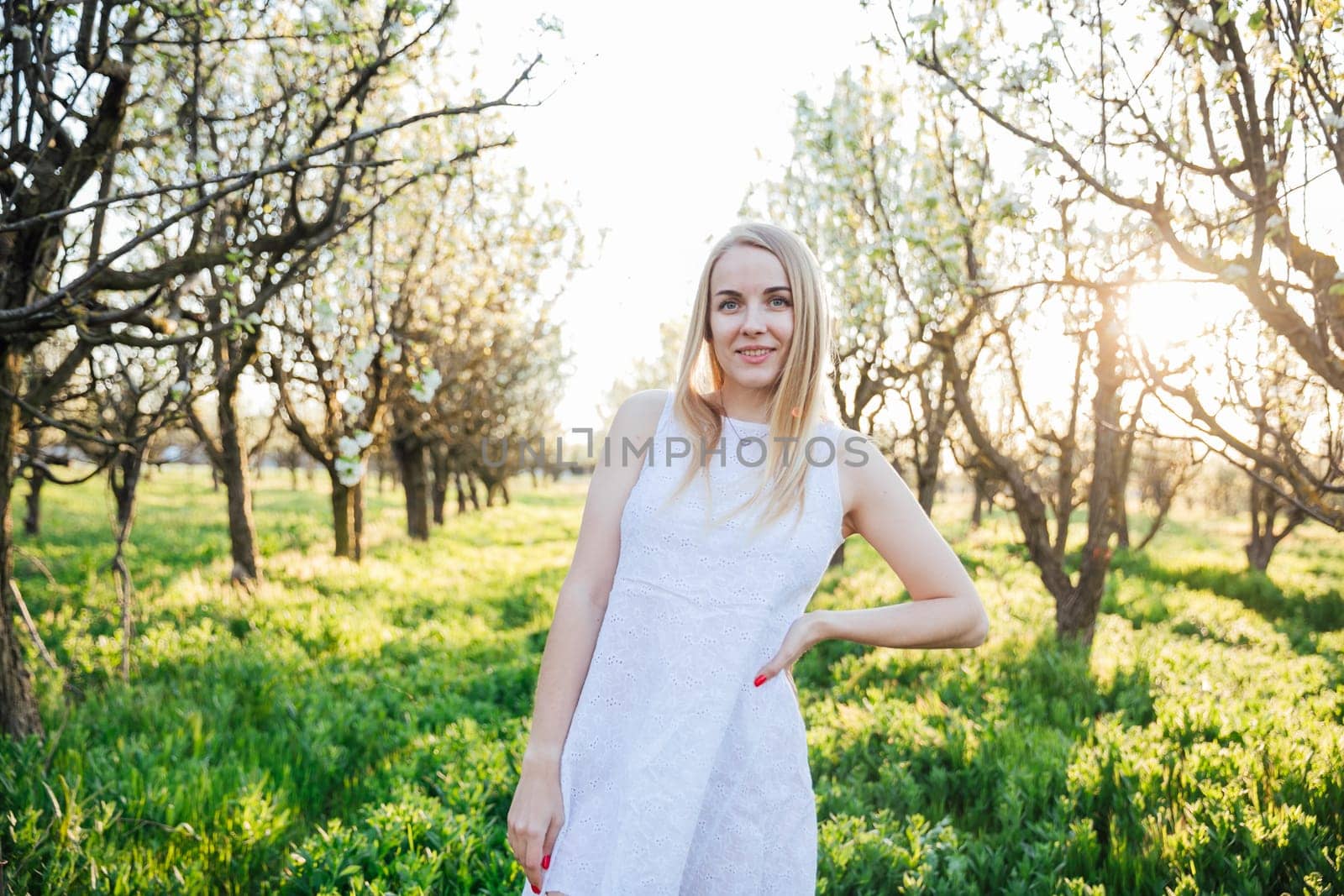 Blonde in the park in nature on a walk on vacation by Simakov