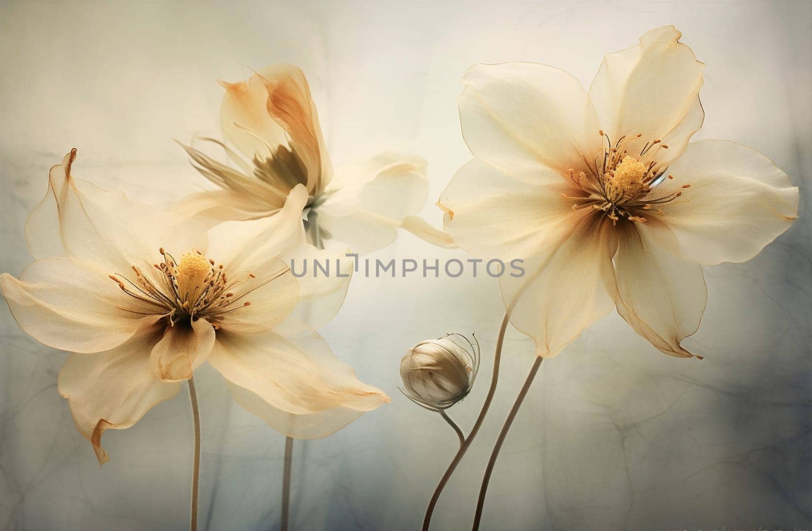 nature background vintage beige minimal natural flower floral pastel concept wallpaper. Generative AI. by Vichizh