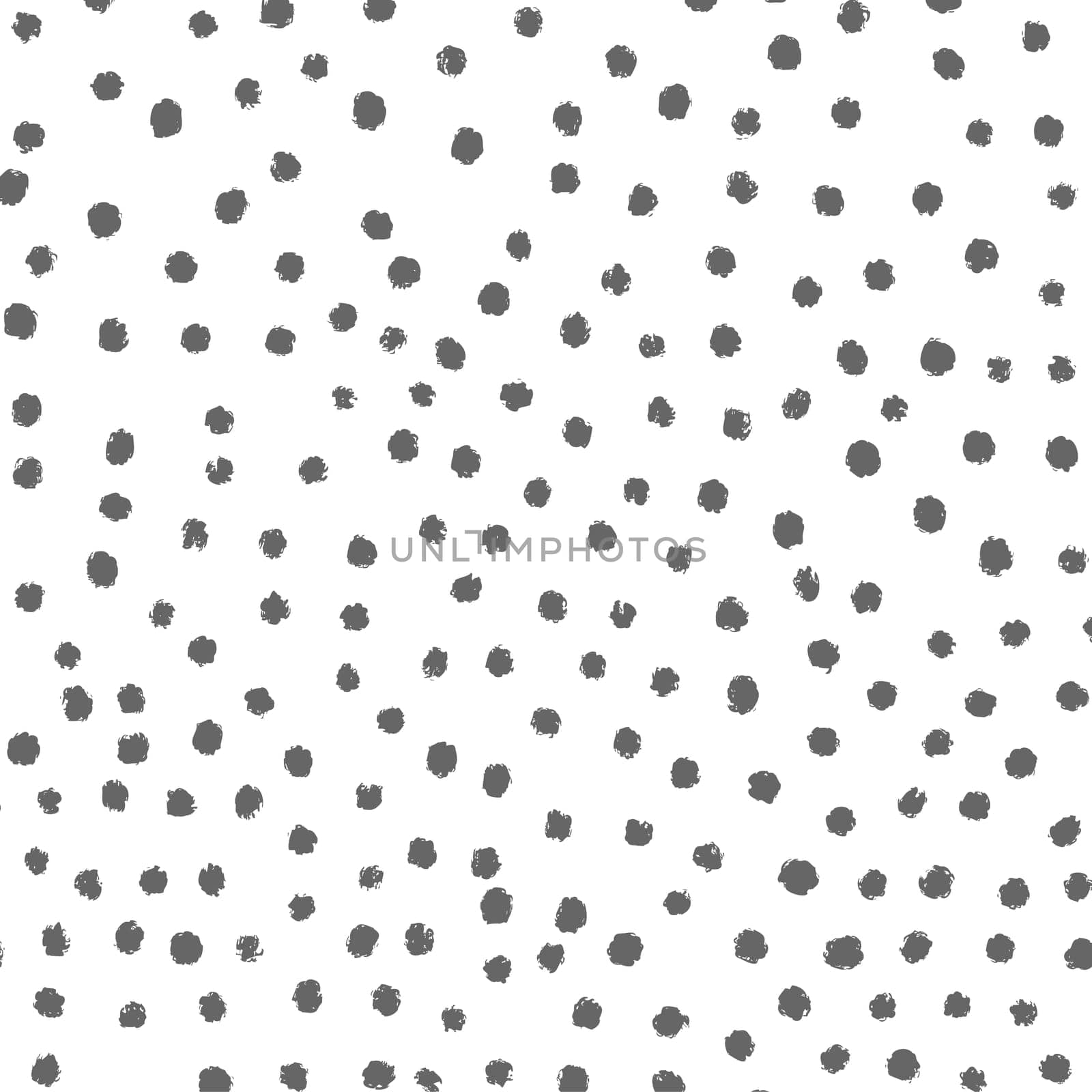 Black and white polka background. Hand drawn dot pattern design. Abstract illustration - vector