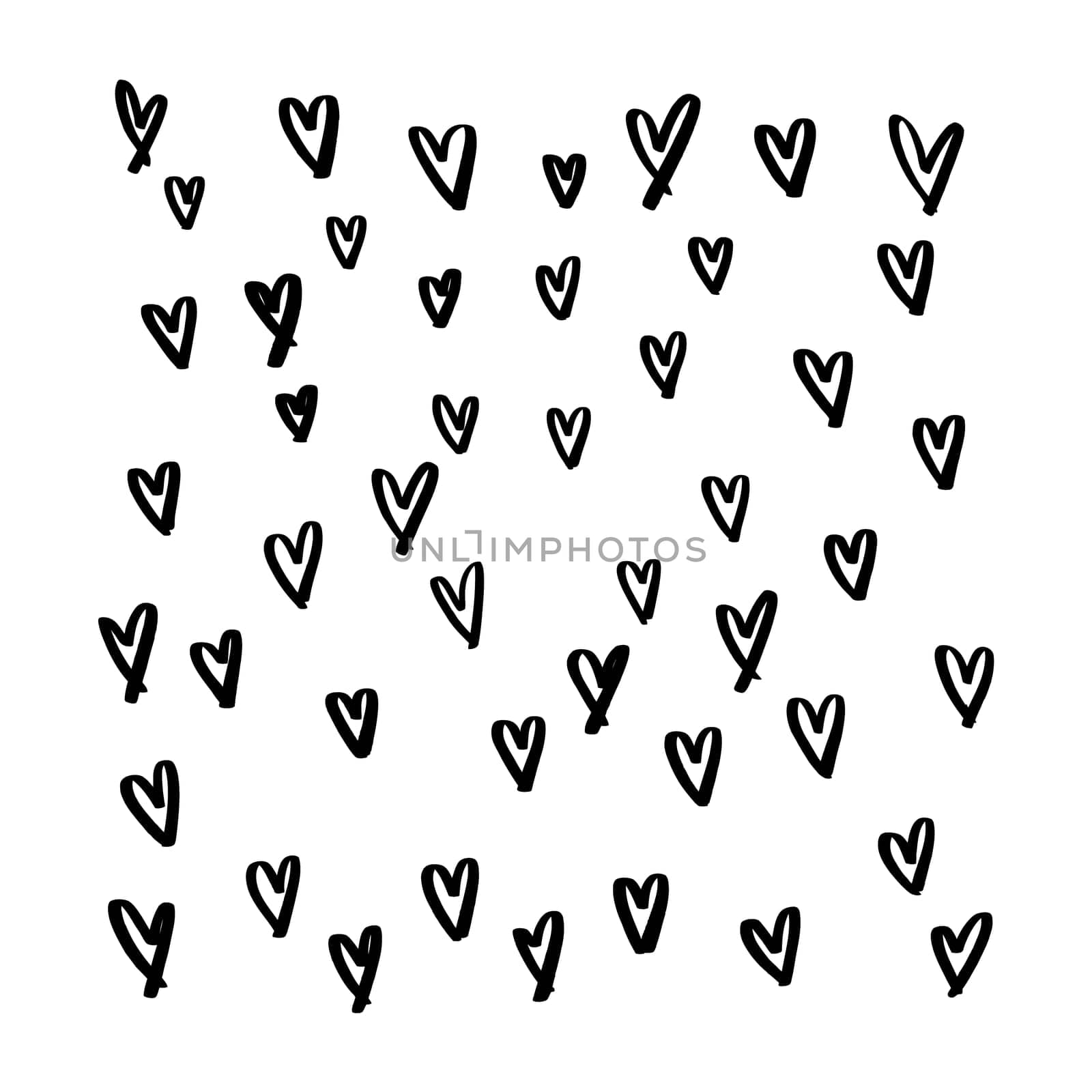 Vector Heart shape frame with brush painting on background. Hand drawn design for valentine's day, web, icon, symbol, sign, romantic wedding, love card