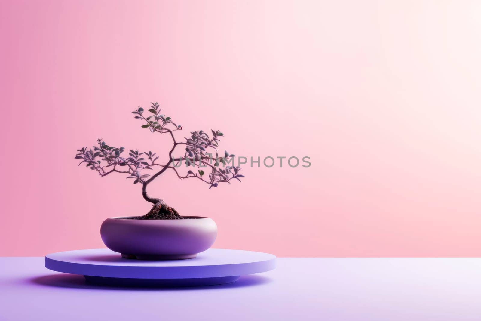 Miniature bonsai tree in a ceramic pot on a background with a copy space. by Spirina