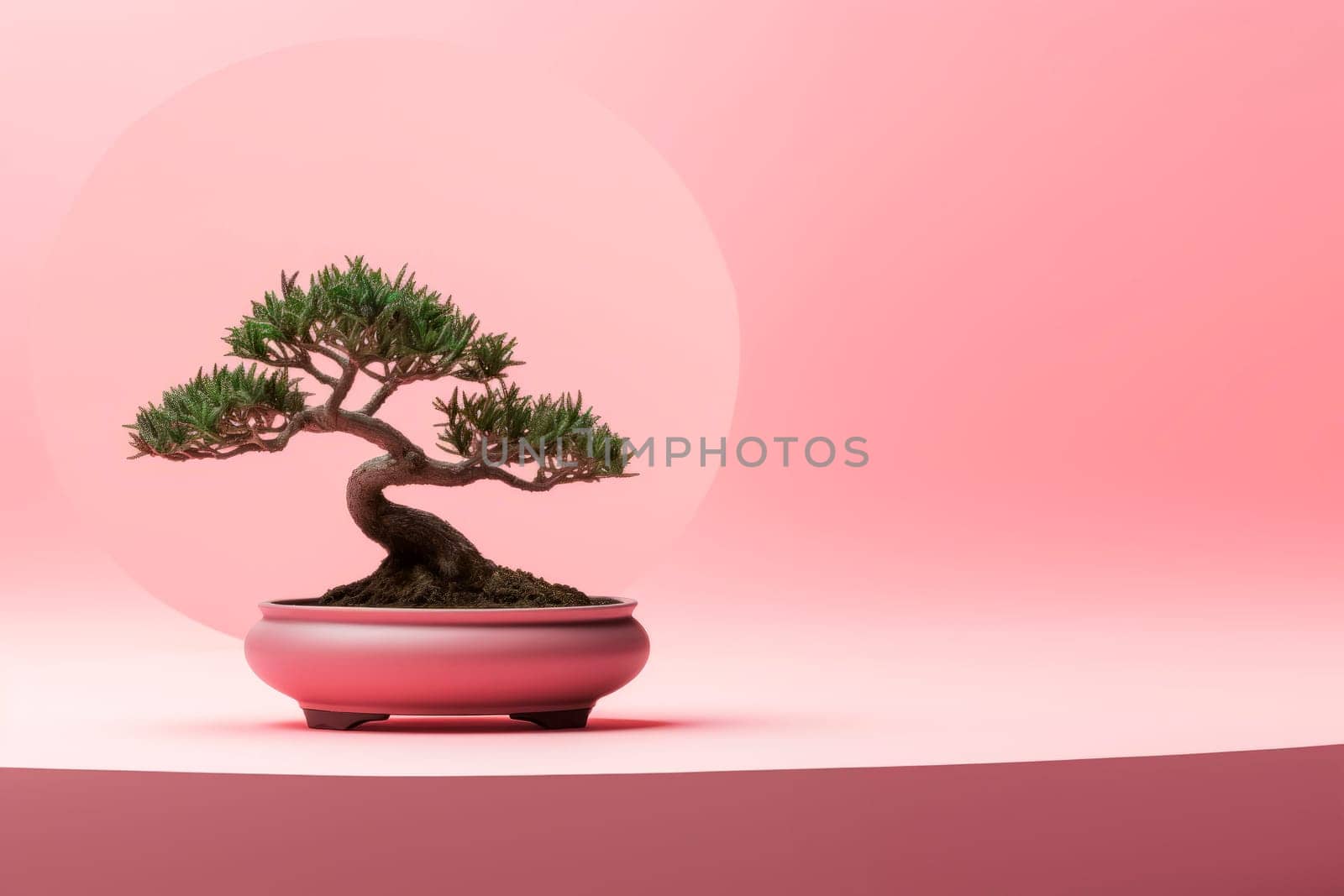 Miniature bonsai tree in a ceramic pot on a background with a copy space. by Spirina