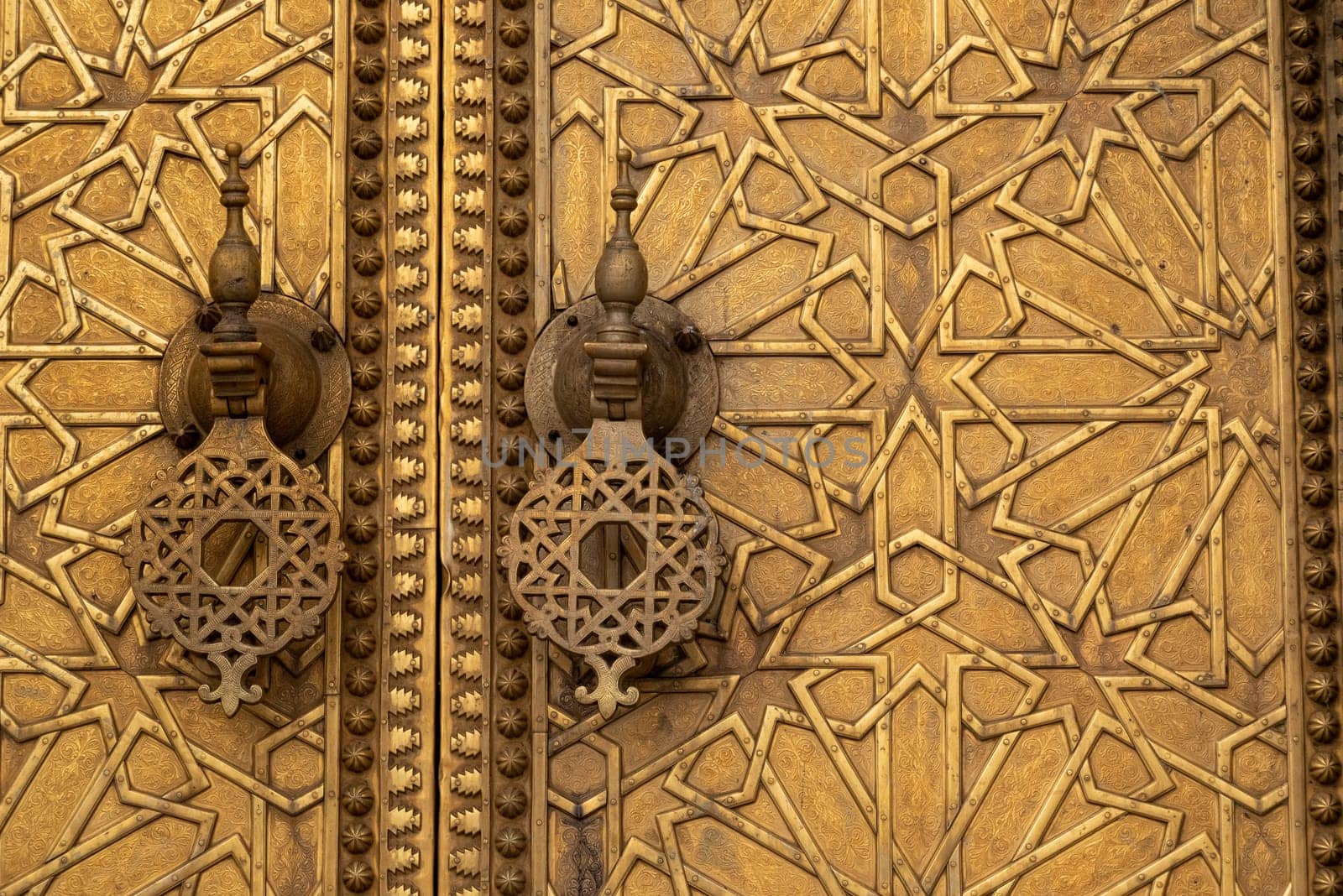 Famous golden main entrance of the Royal Palace in Fes, Morocco