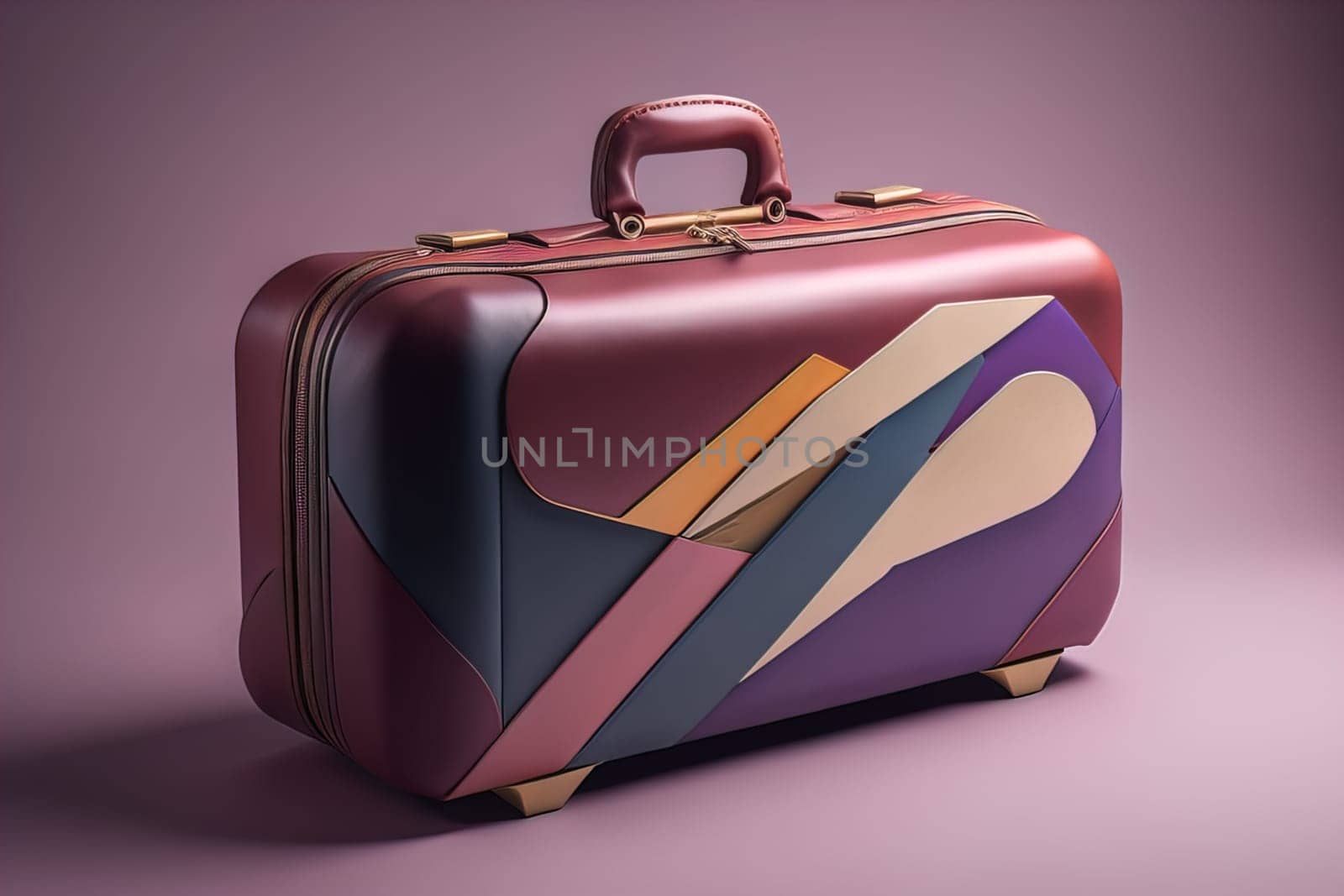 a travel suitcase isolated on a solid color background. ai generative by sanisra