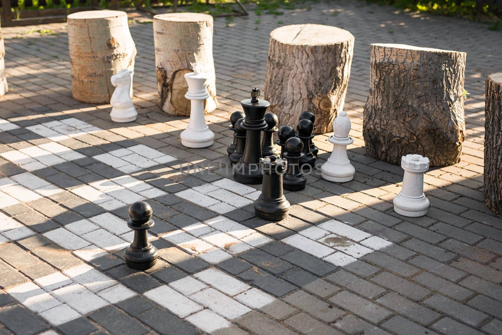 Big chess board on the street. Outdoors