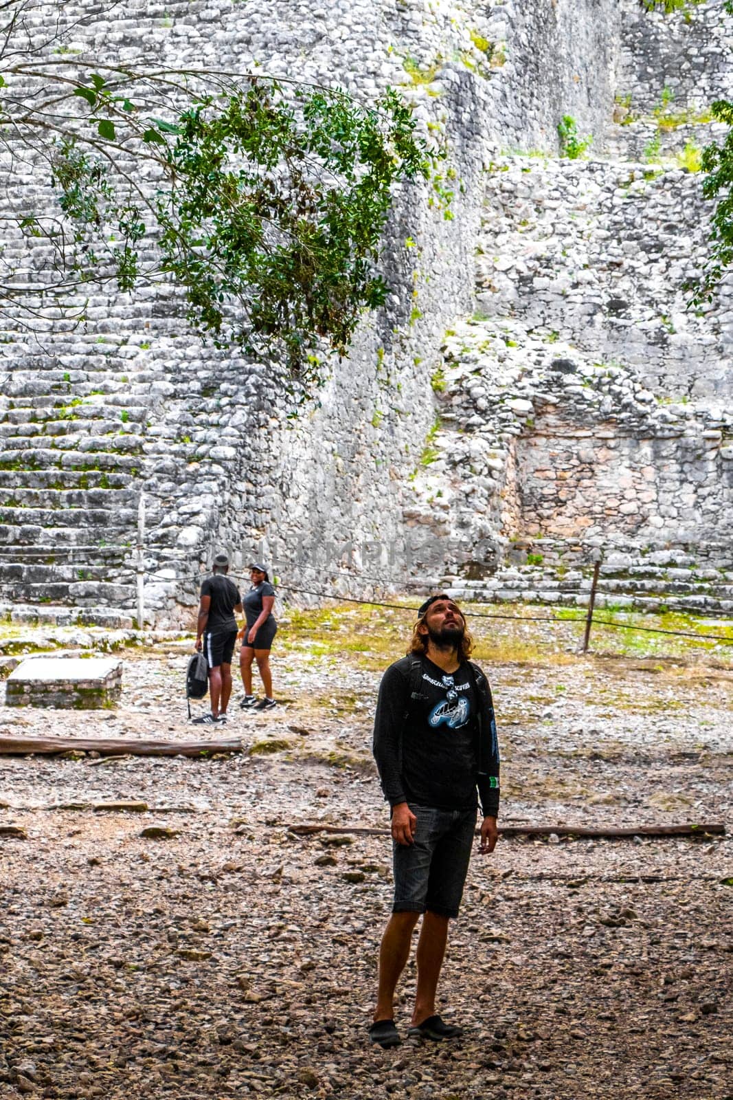 Coba Maya Ruins Nohoch Mul pyramid in tropical jungle Mexico. by Arkadij