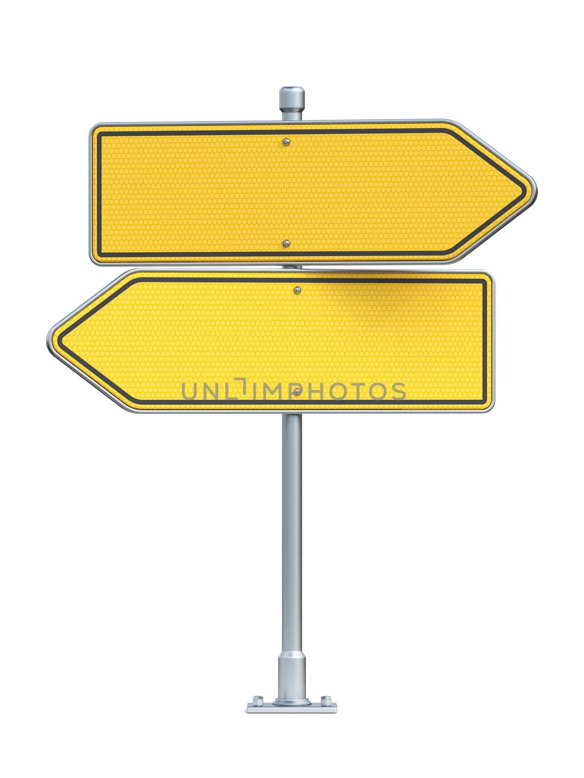 Blank yellow road sign arrows 3D by djmilic