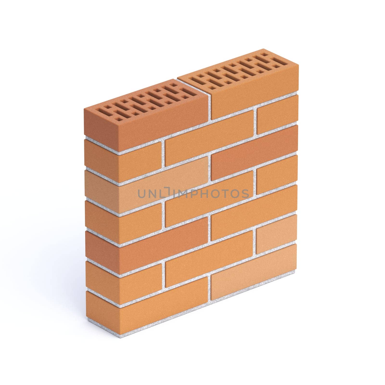 Bricks wall icon 3D rendering illustration isolated on white background