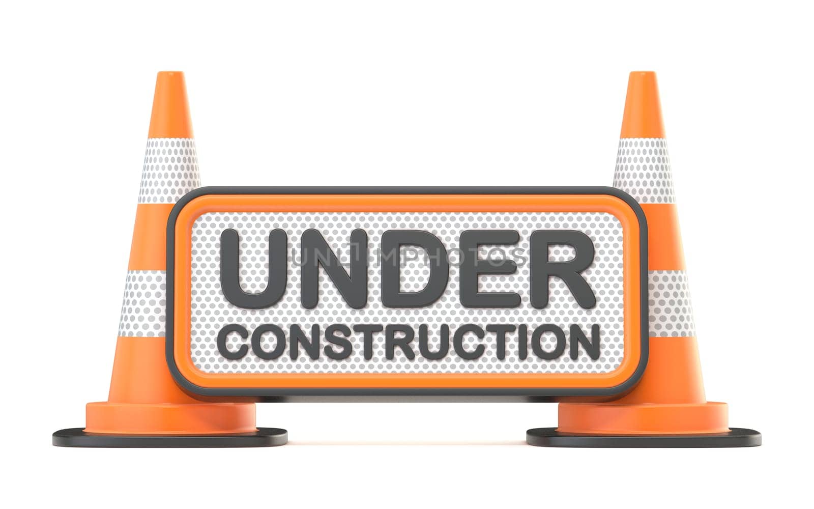 Under construction sign with traffic cones 3D by djmilic