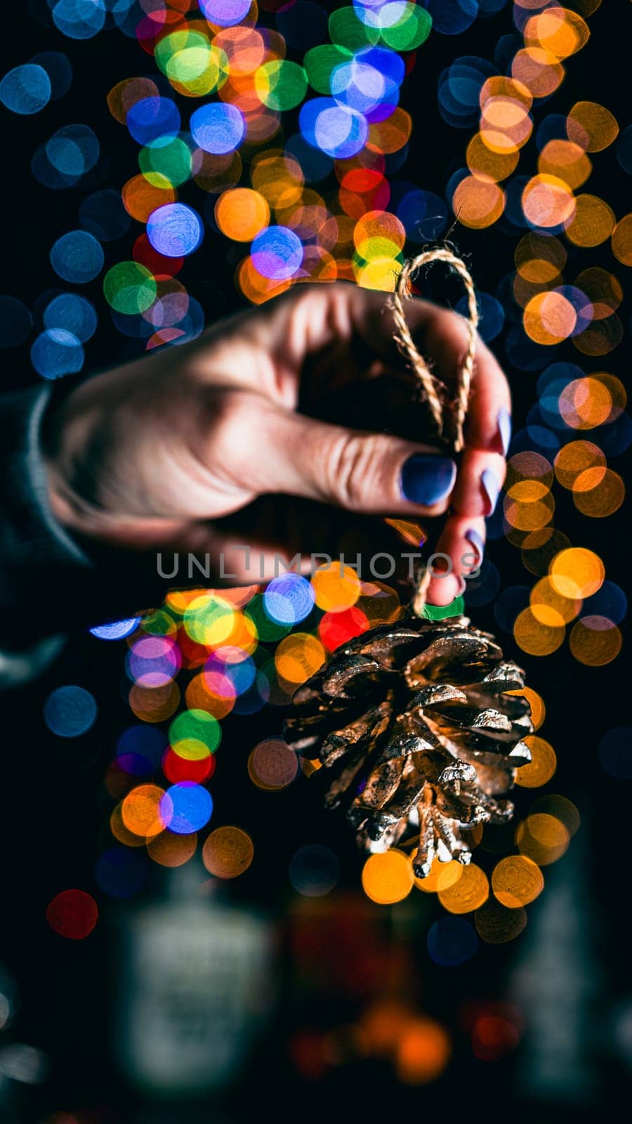 Christmas decorations. Colorful Christmas lights background