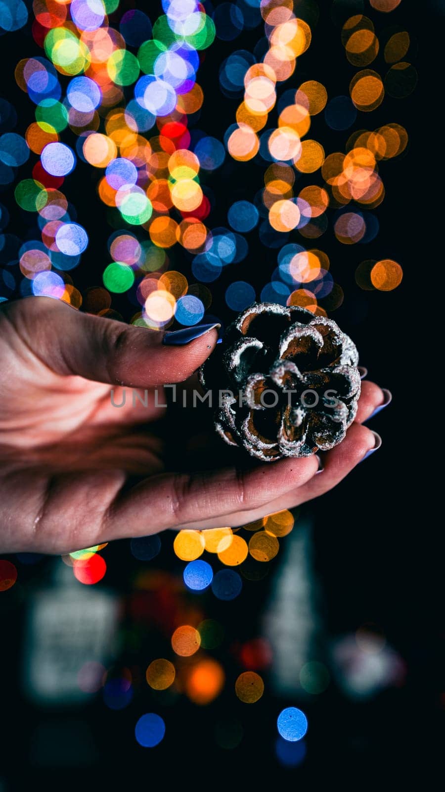 Christmas decorations. Colorful Christmas lights background by vladispas