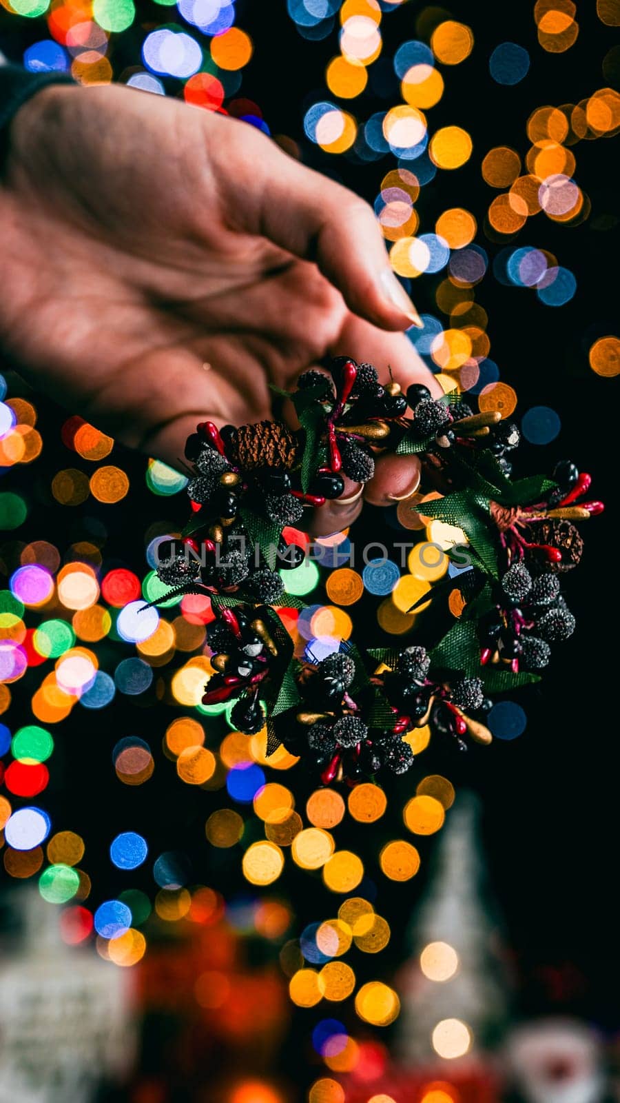 Christmas decorations. Colorful Christmas lights background