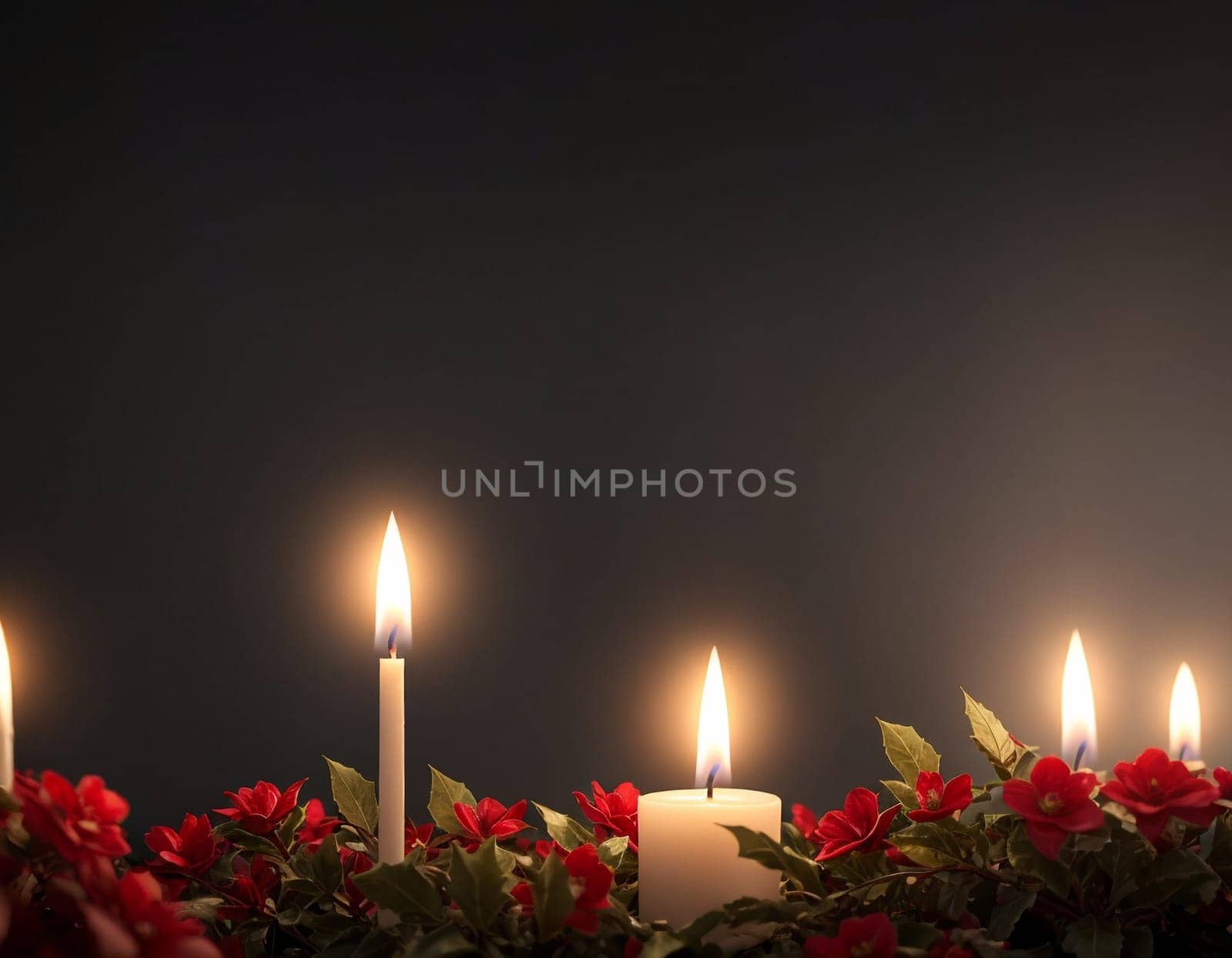 Candle and flowers. High quality illustration