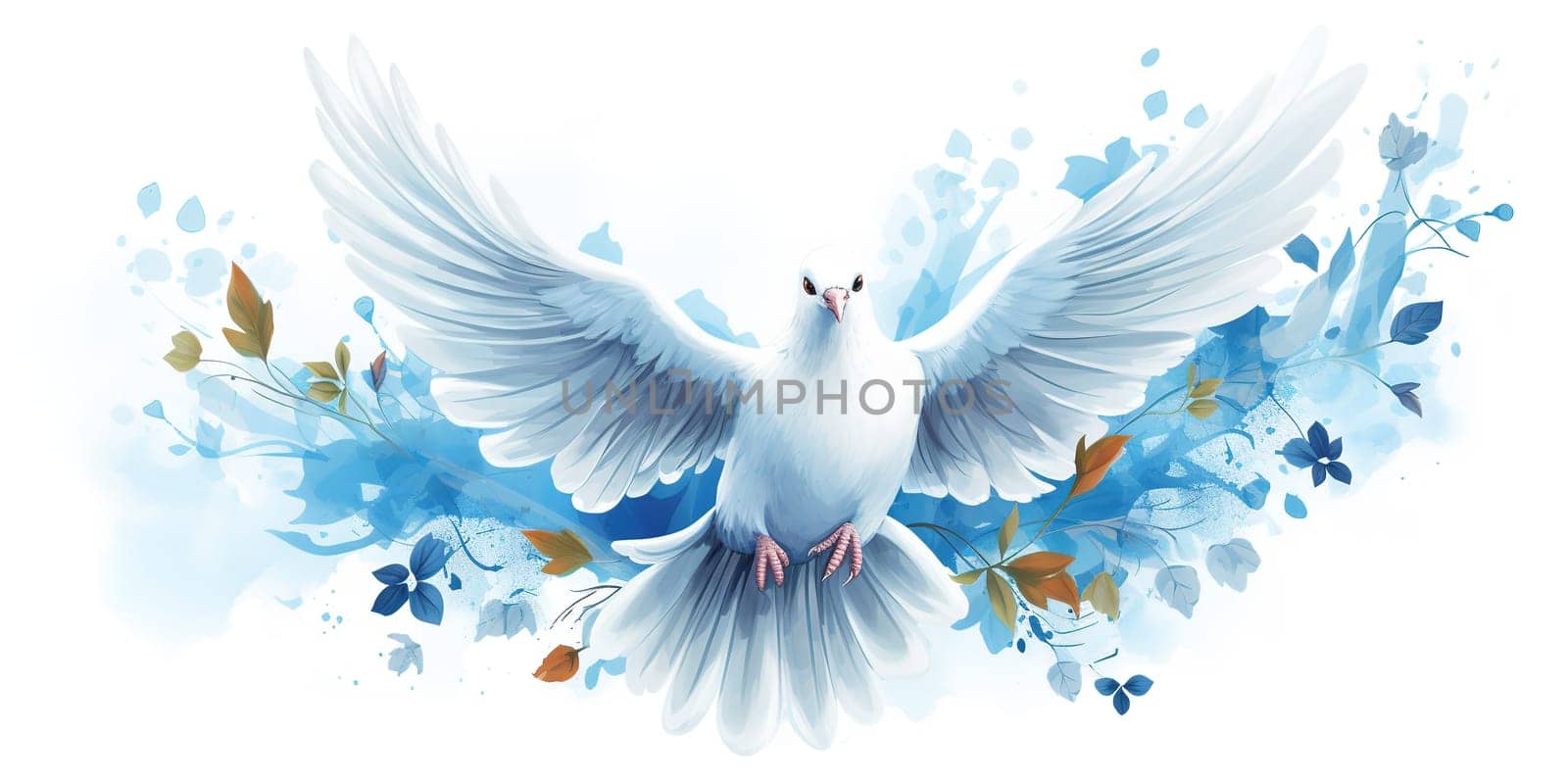 Peace freedom from a disturbance, tranquility concept, flying dove by Kadula