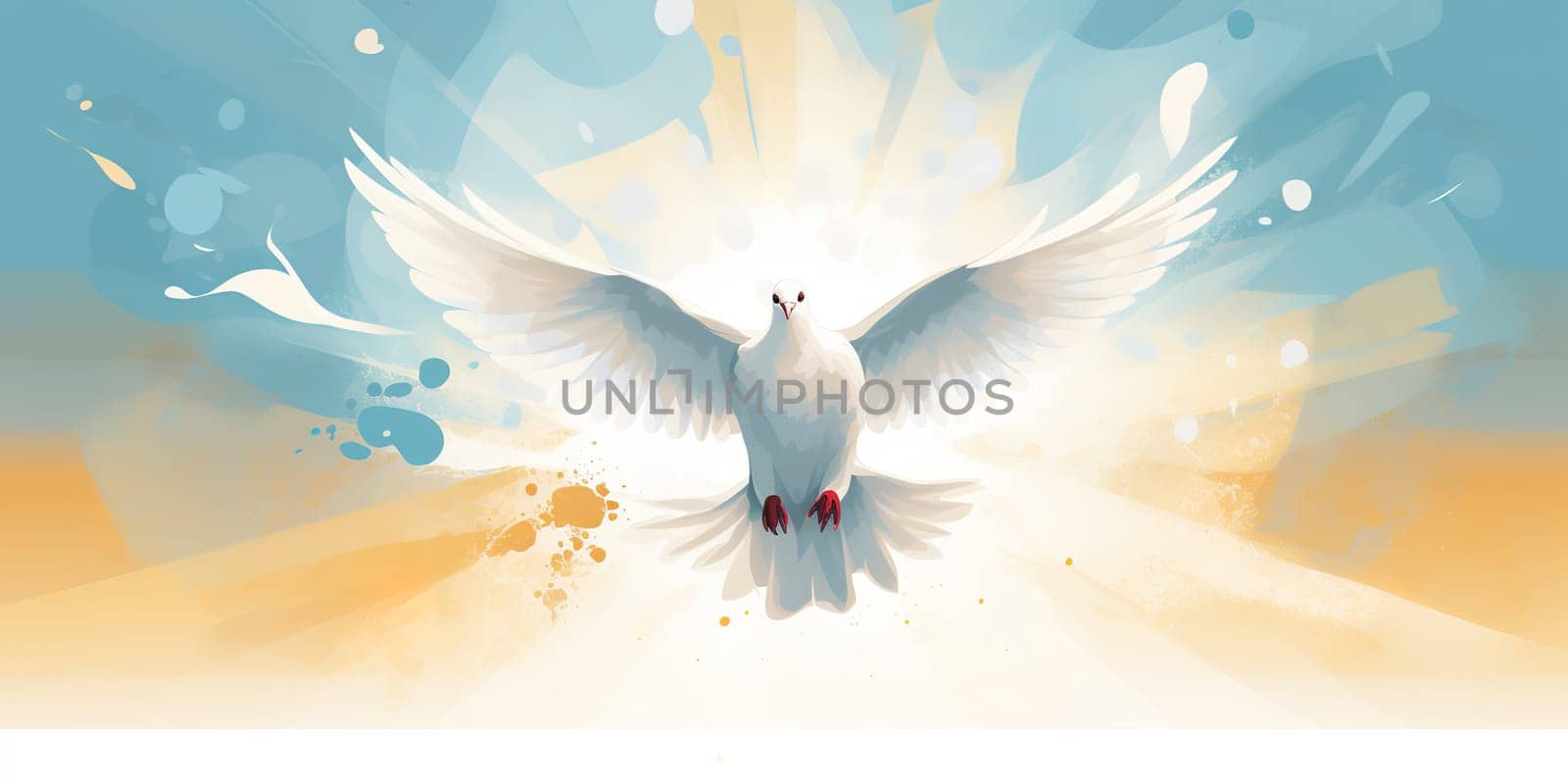 Peace freedom from a disturbance, tranquility concept, flying dove by Kadula