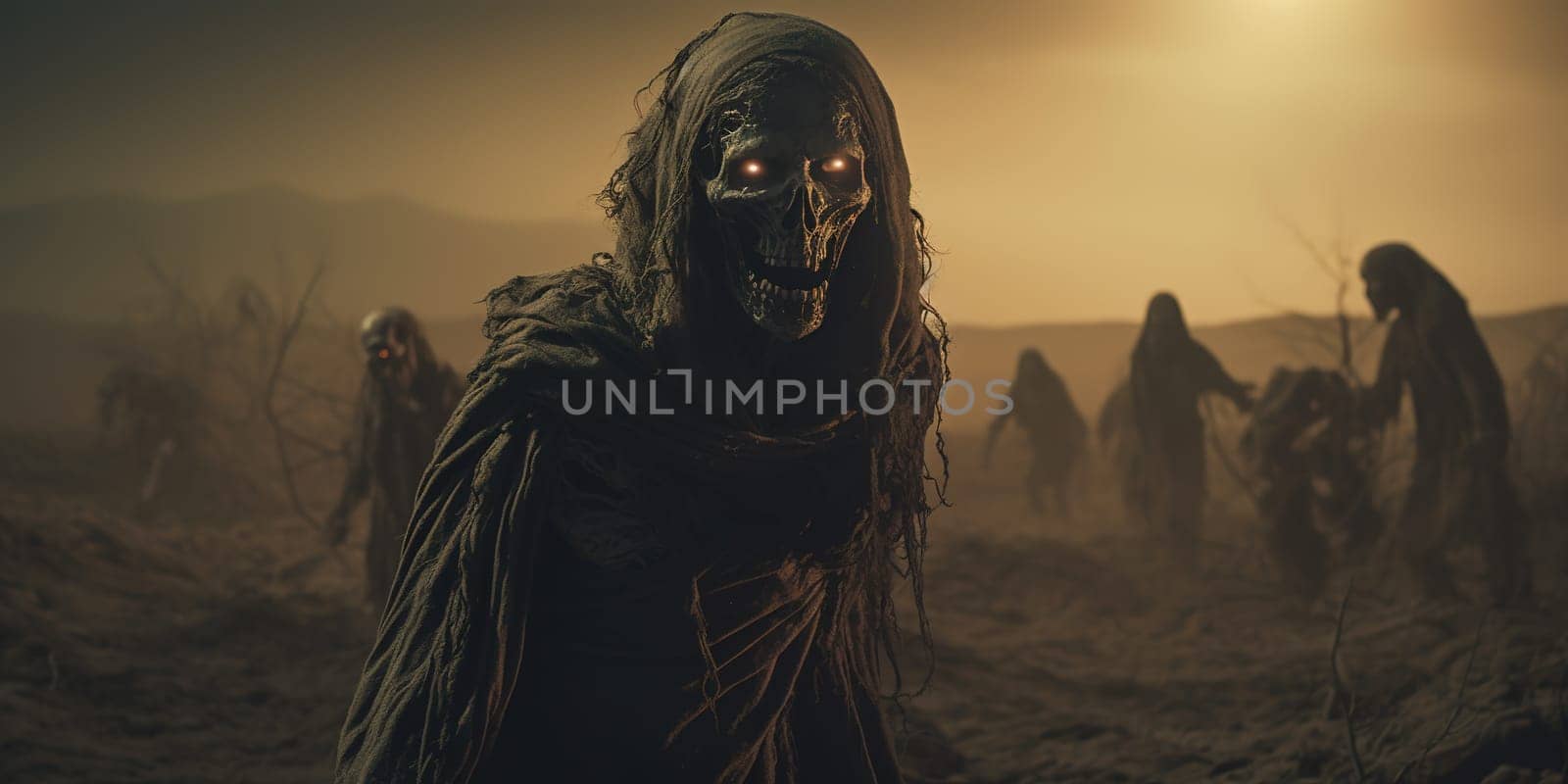 Creepy and spooky zombie in an apocalypse world