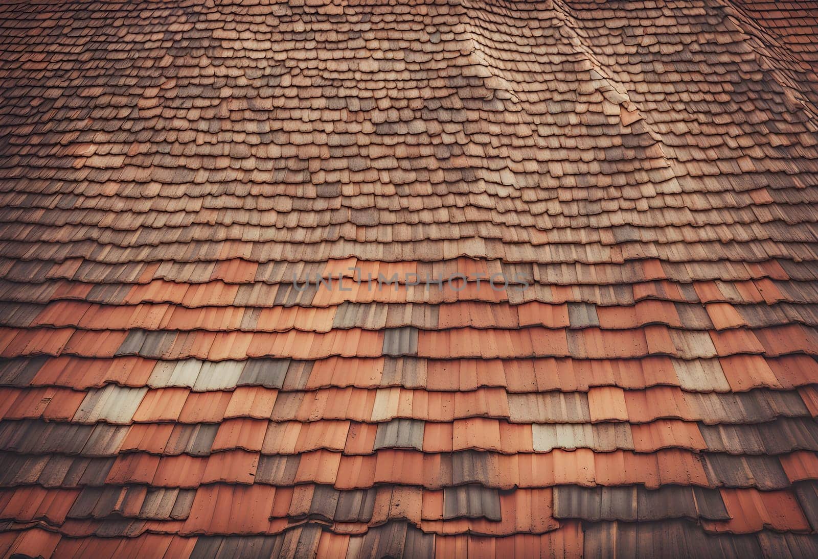 old tiled roofs in beaver vintage style. all over texture Generate AI