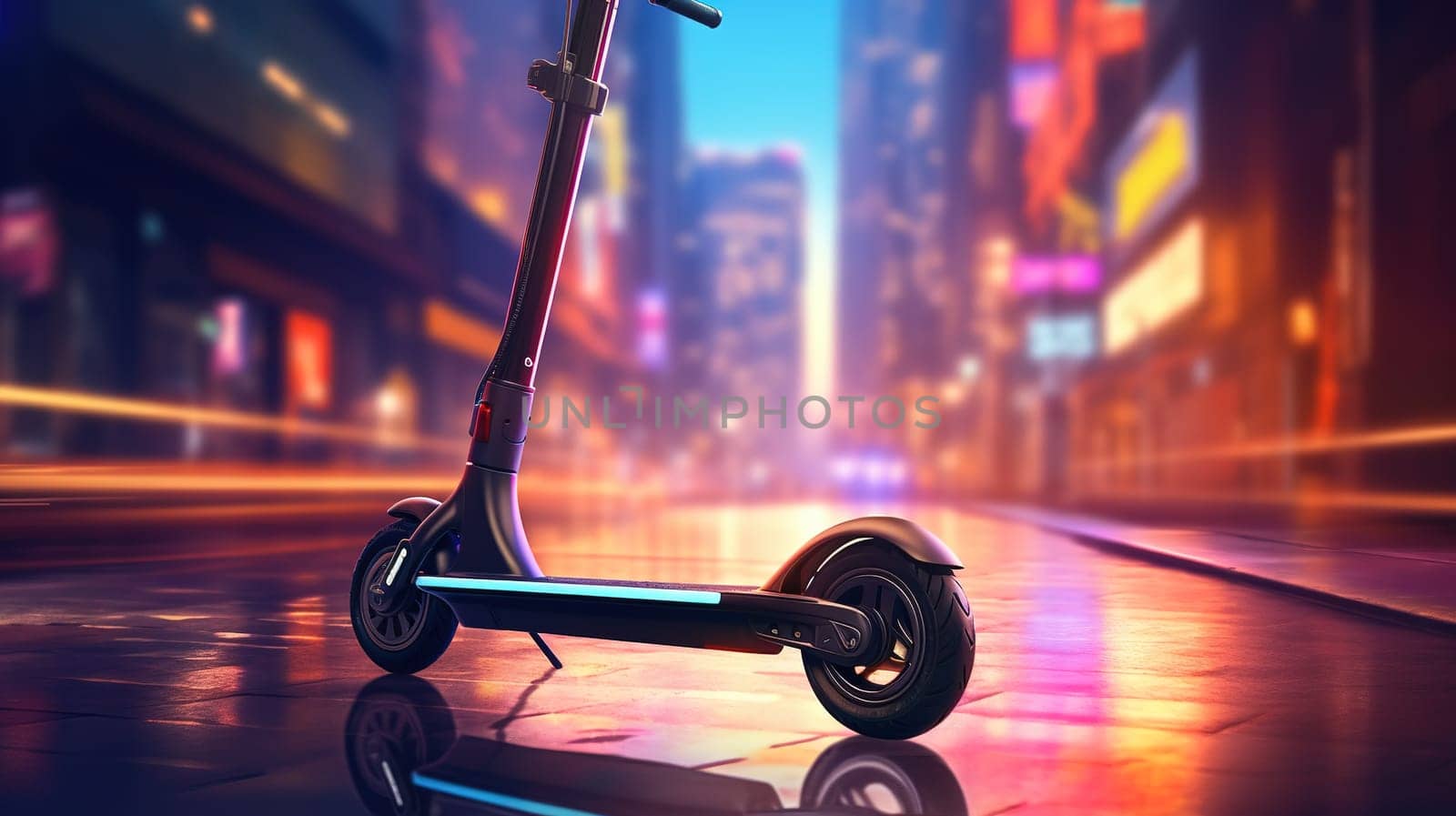 Parked electric scooter in the city, transportation concept by Kadula