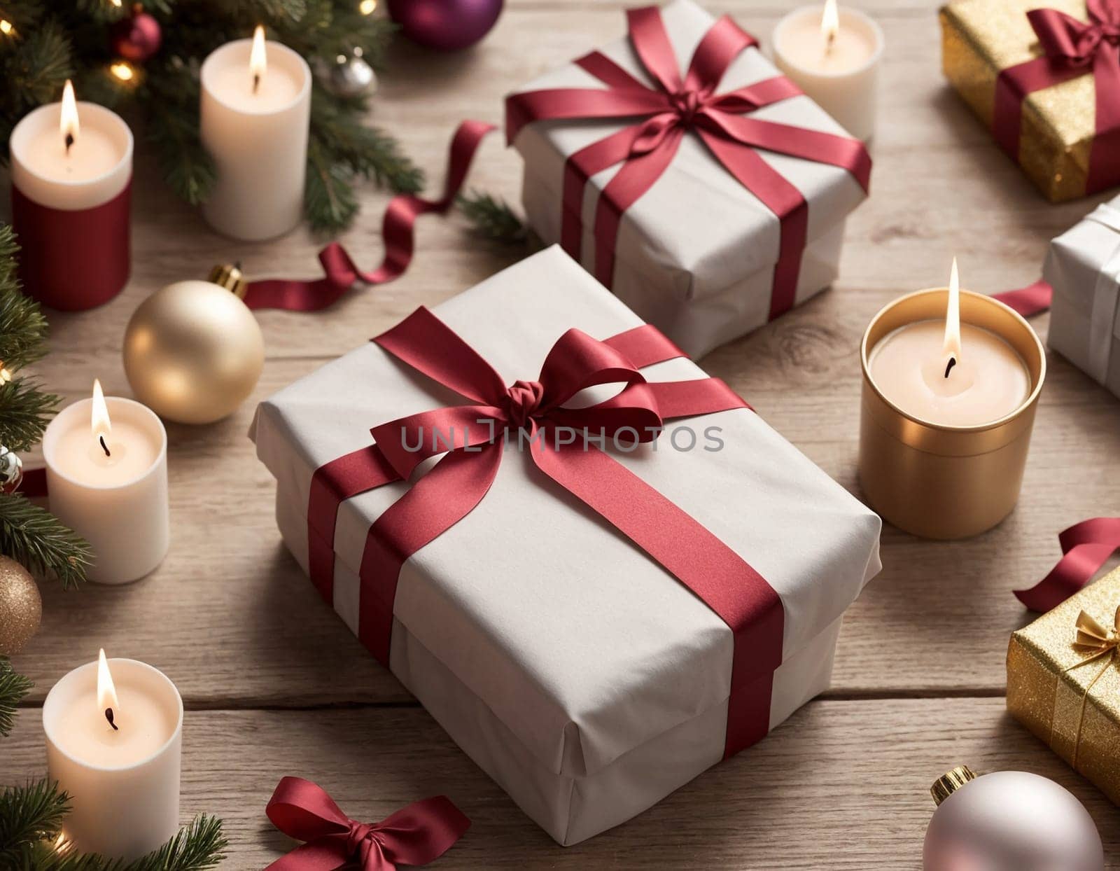 Lovely Christmas background with gifts and decorations by NeuroSky