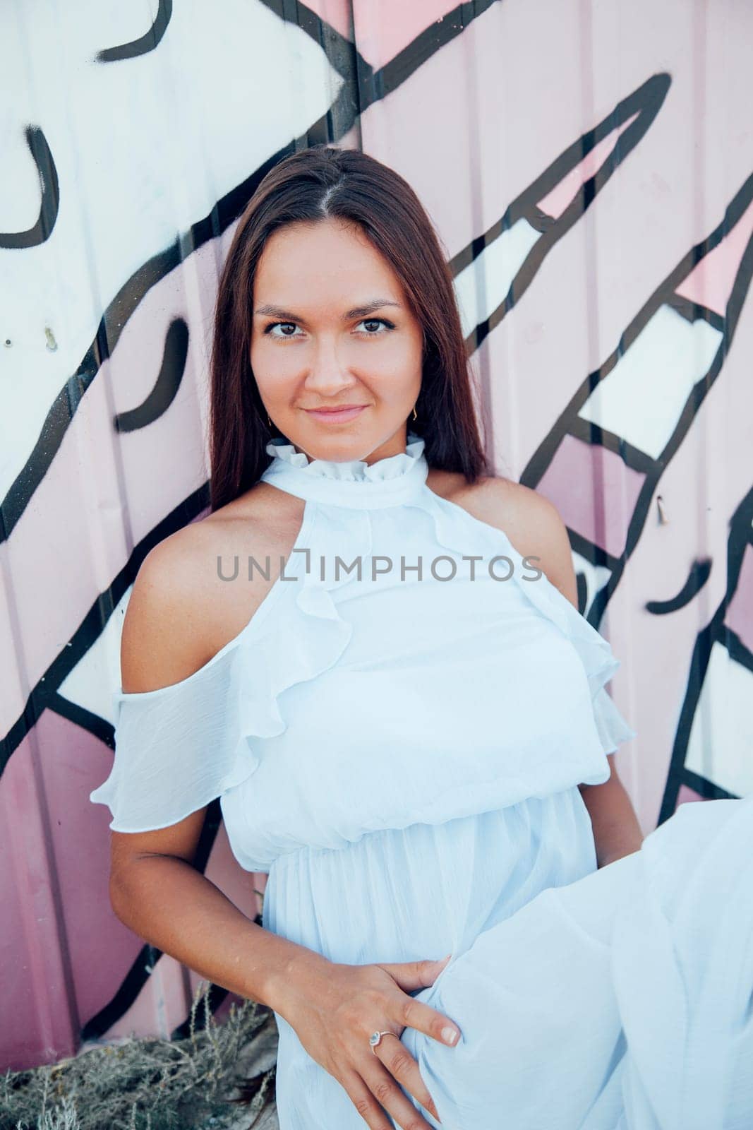 beautiful woman with long hair portrait of a cliff by Simakov