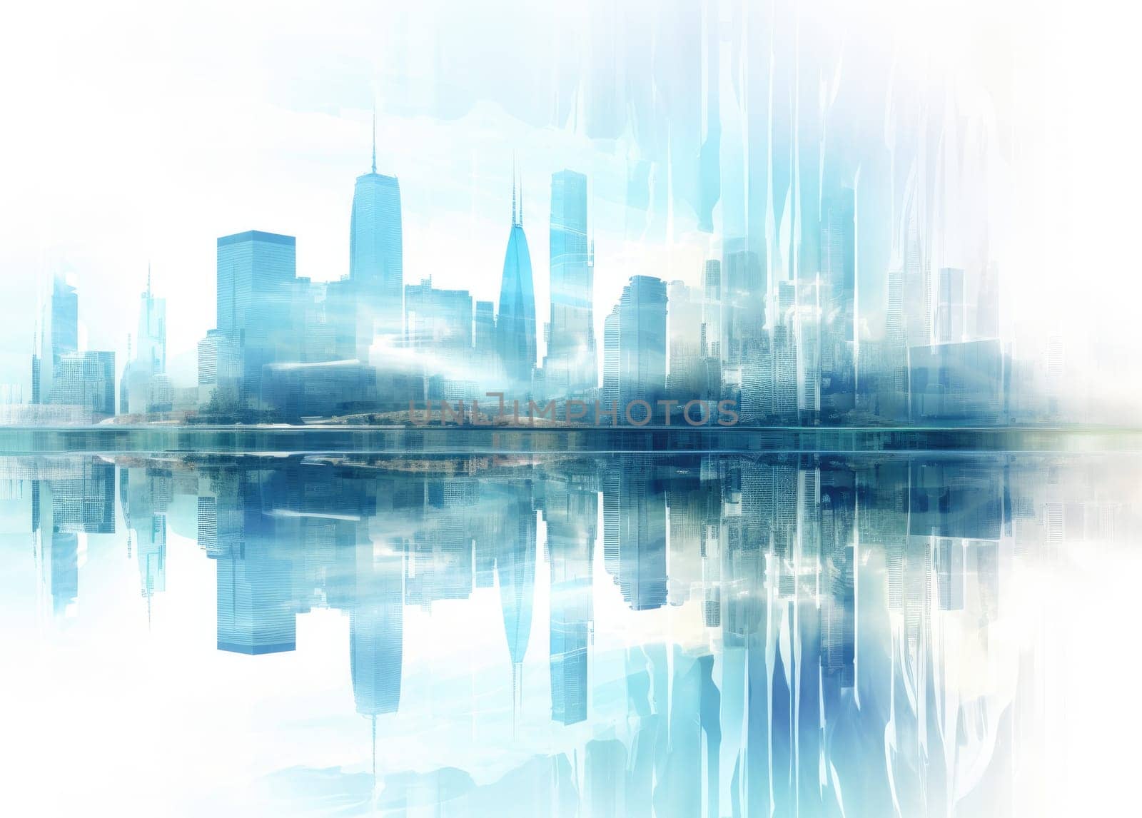 Abstract city background, cityscape and skyline double exposure comeliness