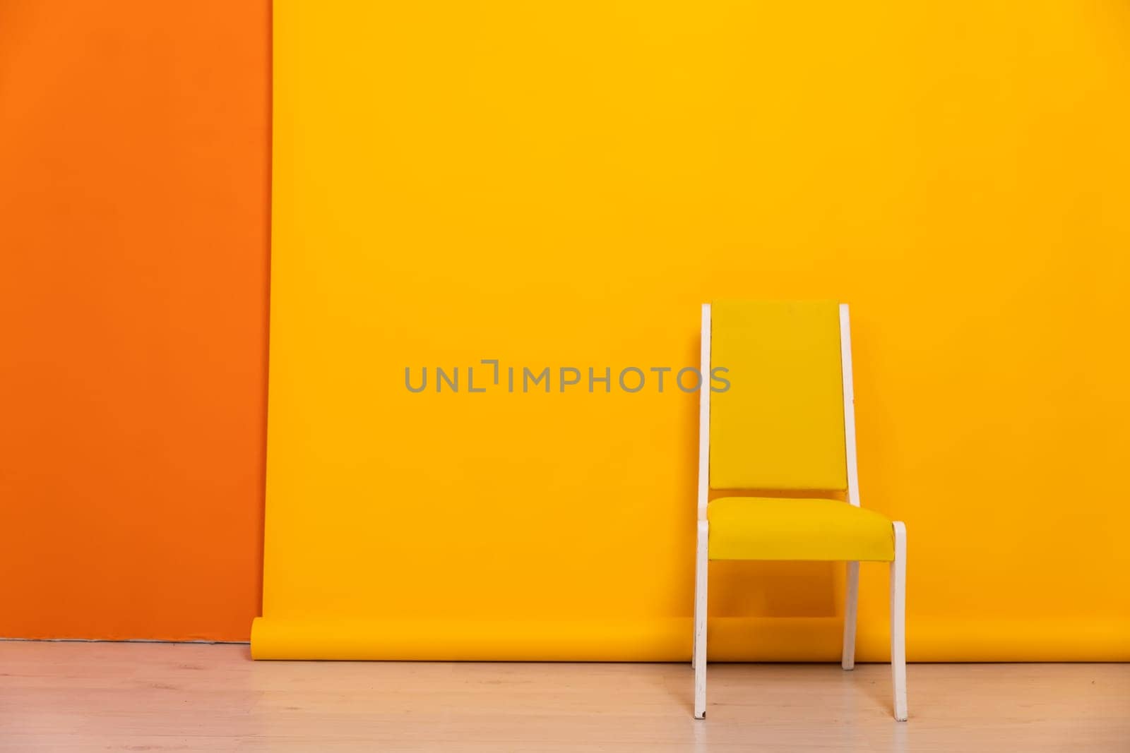 One Yellow Chair Yellow Orange Room Interior by Simakov