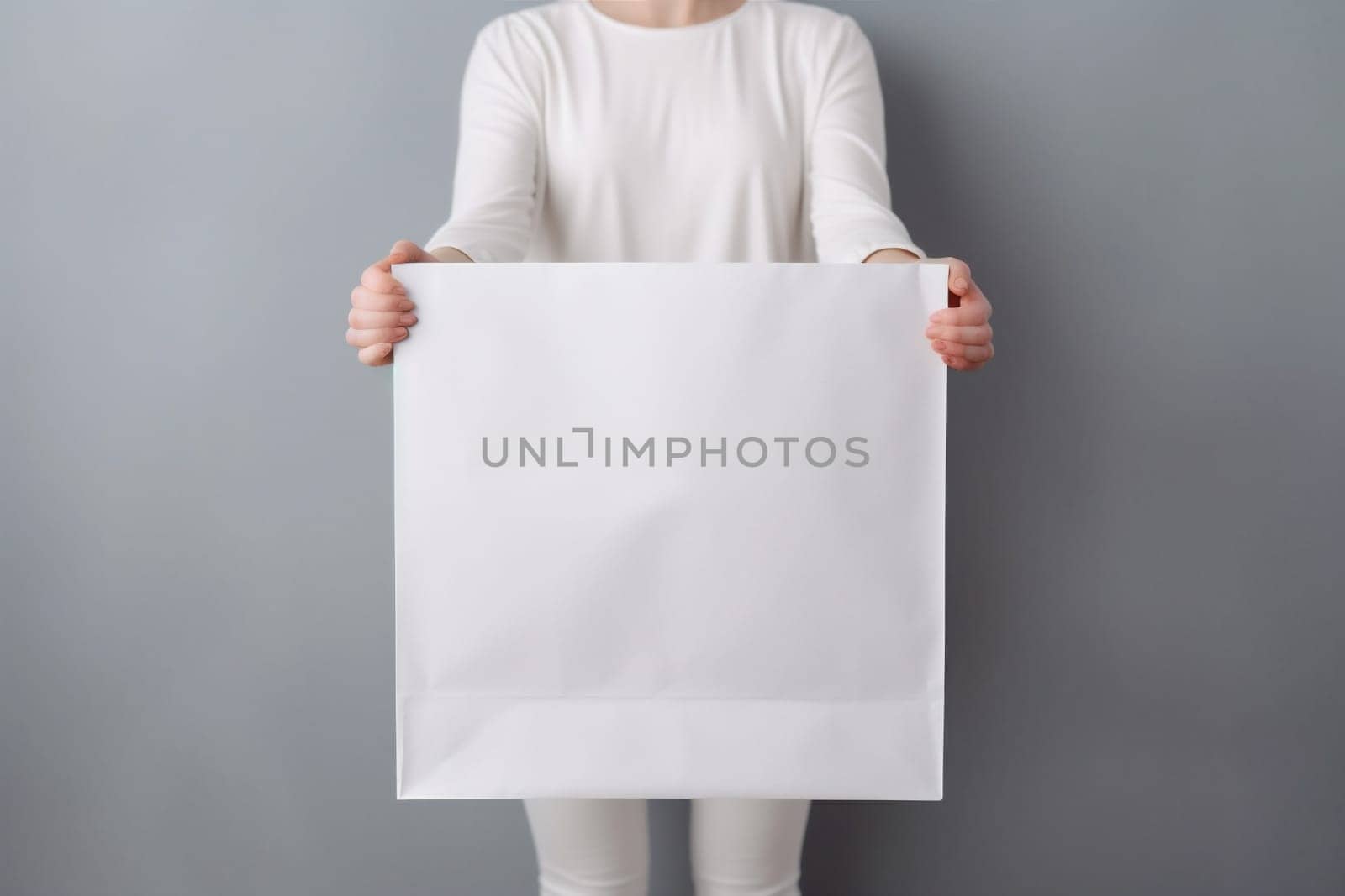 market woman template layout buy white shopping purchase sale fashion bag. Generative AI. by Vichizh