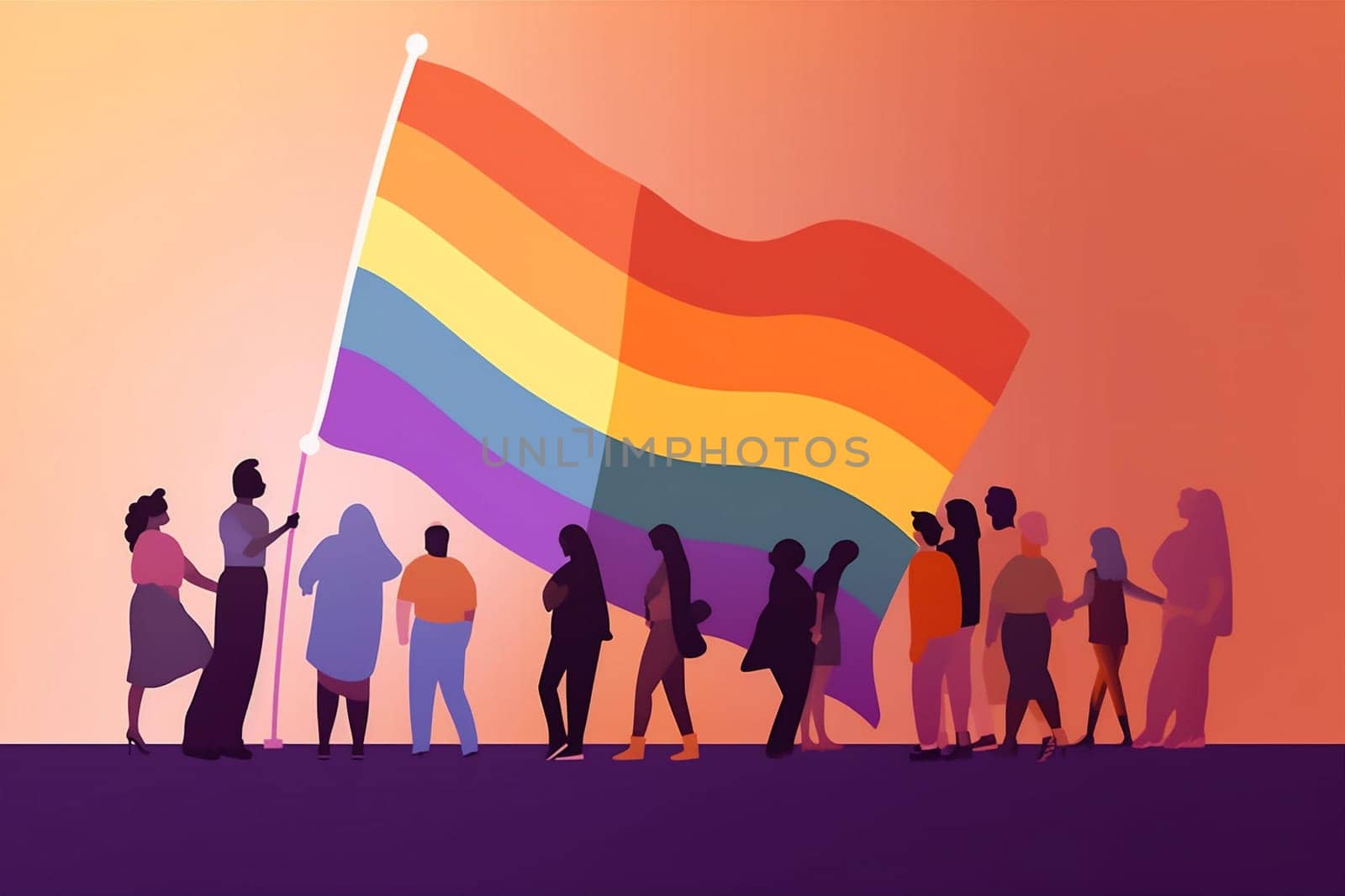 solidarity group homosexual culture equality flag concept symbol parade right tolerance freedom happy diversity pride event colourful community rainbow celebration. Generative AI.
