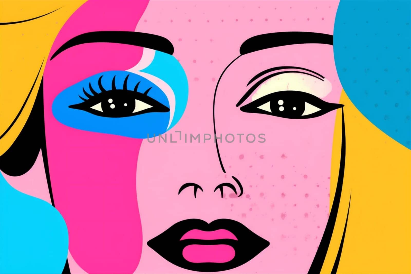 woman abstract cubist graphic poster line face modern portrait fashion cubism. Generative AI. by Vichizh