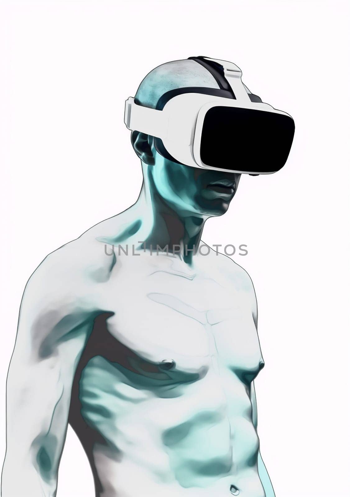 goggles man futuristic digital cyber headset technology vr gadget glasses person. Generative AI. by Vichizh