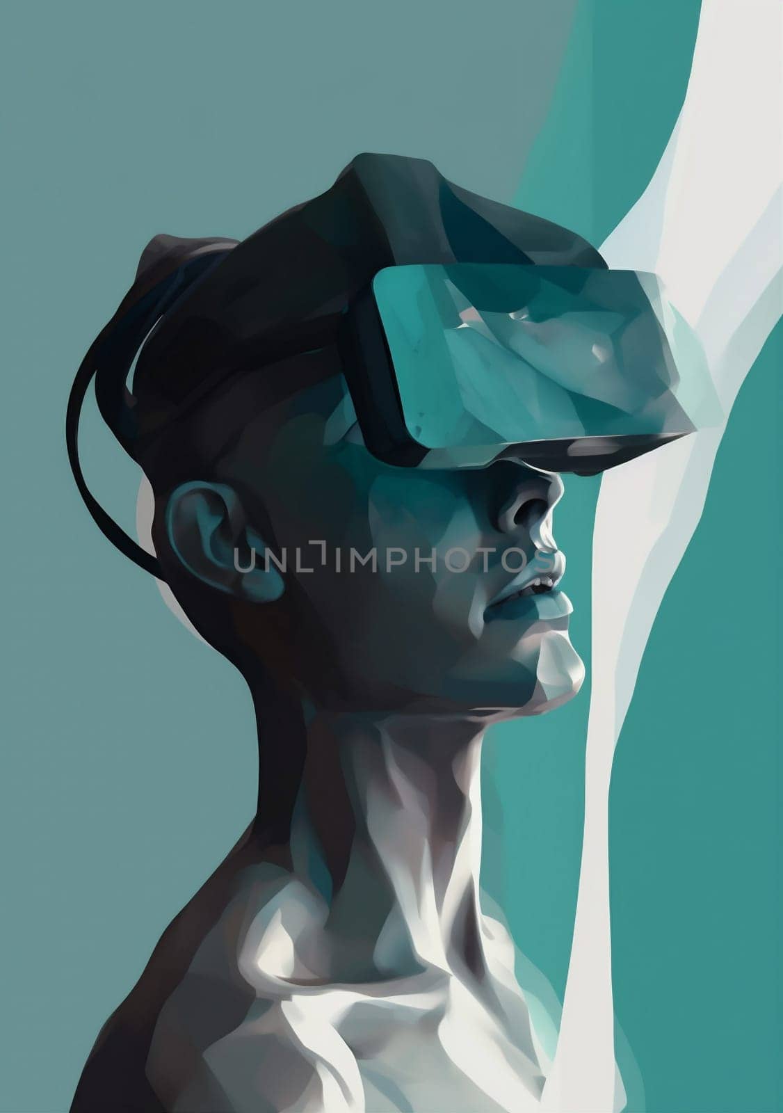 technology man cyber headset gadget goggles futuristic vr digital cyberspace glasses. Generative AI. by Vichizh