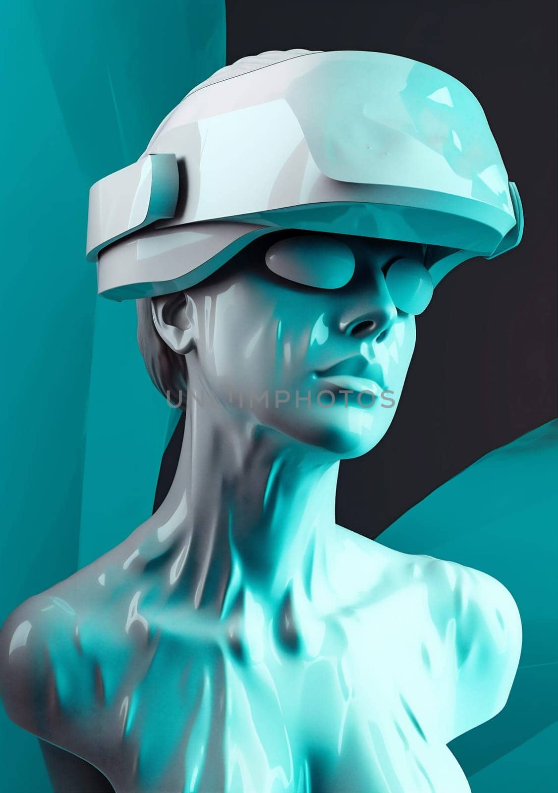 gadget man headset vr glasses futuristic cyber technology human goggles digital. Generative AI. by Vichizh