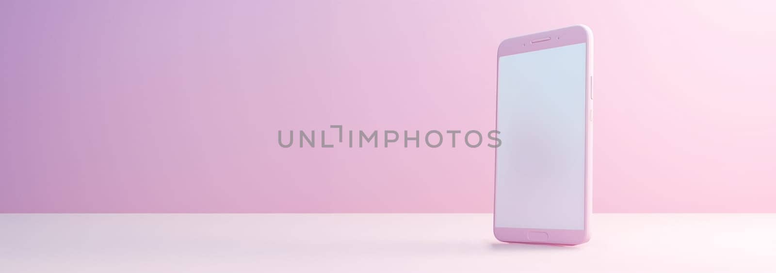 Minimalist modern clay mockup smartphones for presentation, application display, information graphics etc. EPS. 3D pastel pink Copy space smartphone mobile concept Space for text