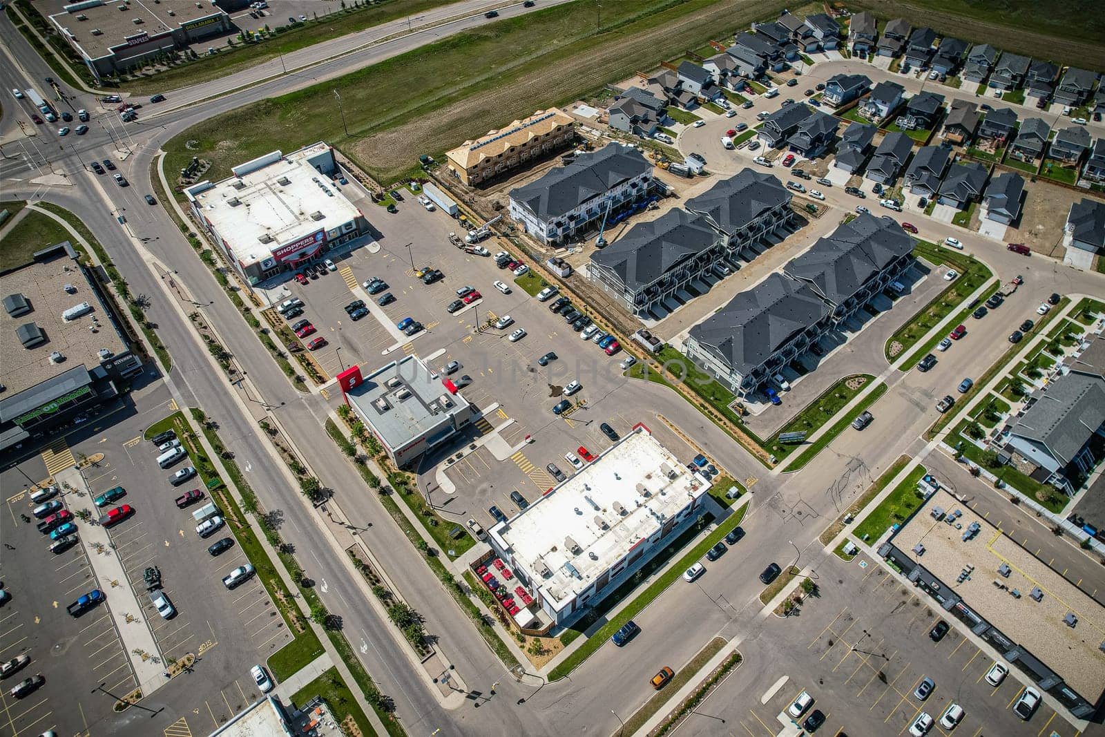 Aerial view of Kensington which is a neighbourhood located in west Saskatoon, Saskatchewan, Canada that began construction in 2013