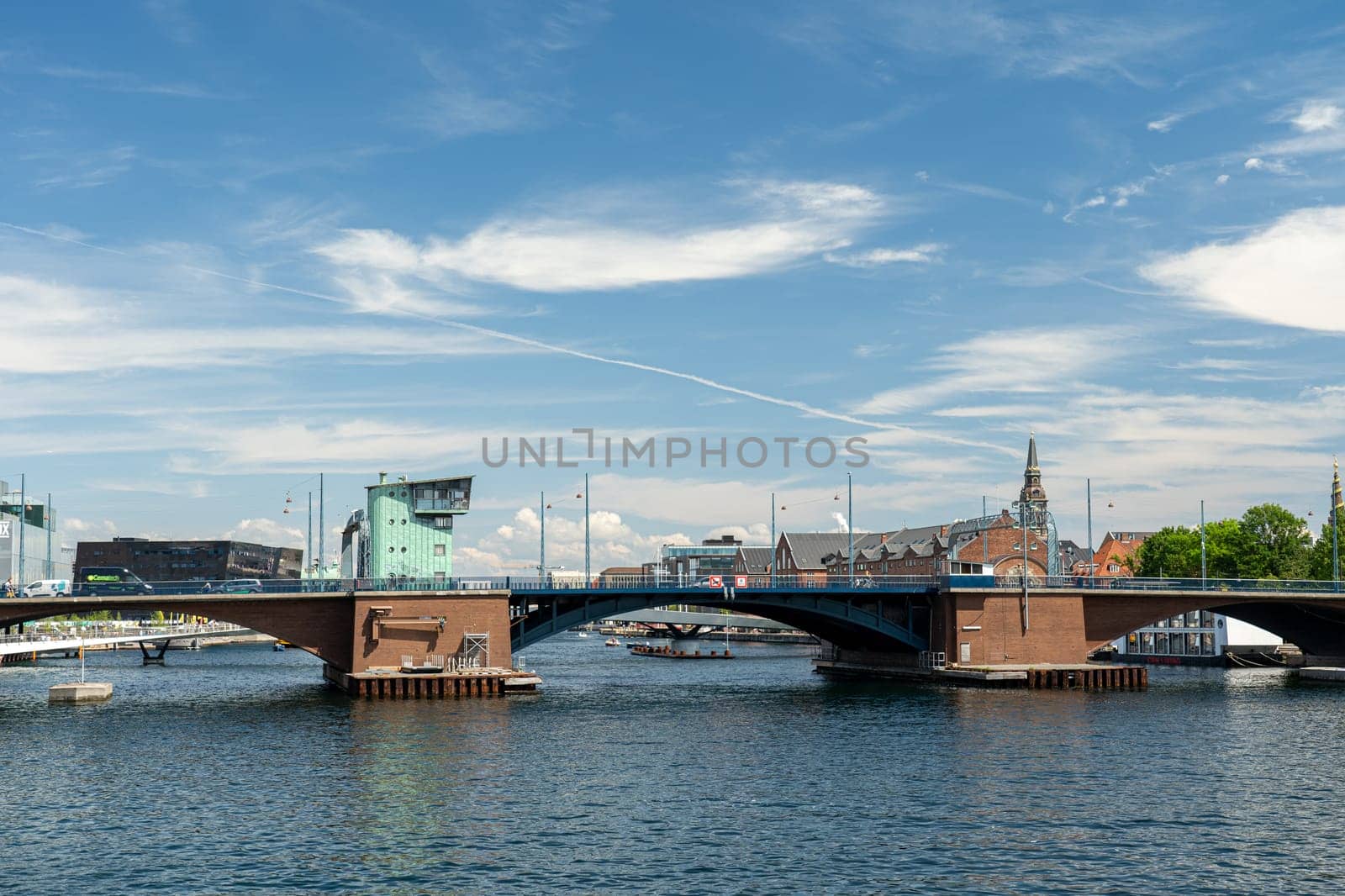 Copenhagen, Denmark - June 30, 2022: Langebro Bridge in the inner harbor.